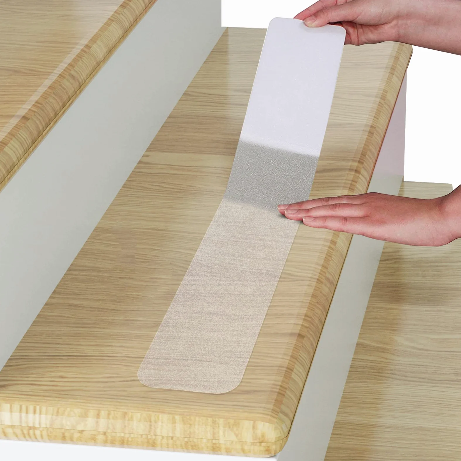 Cinta Antideslizante Escaleras, 60 * 10cm, 15pcs, Cinta Antideslizante de Tracción, Cinta Adhesiva Antideslizante Seguridad, Adecuado para Uso Interior, Impermeable, Transparente