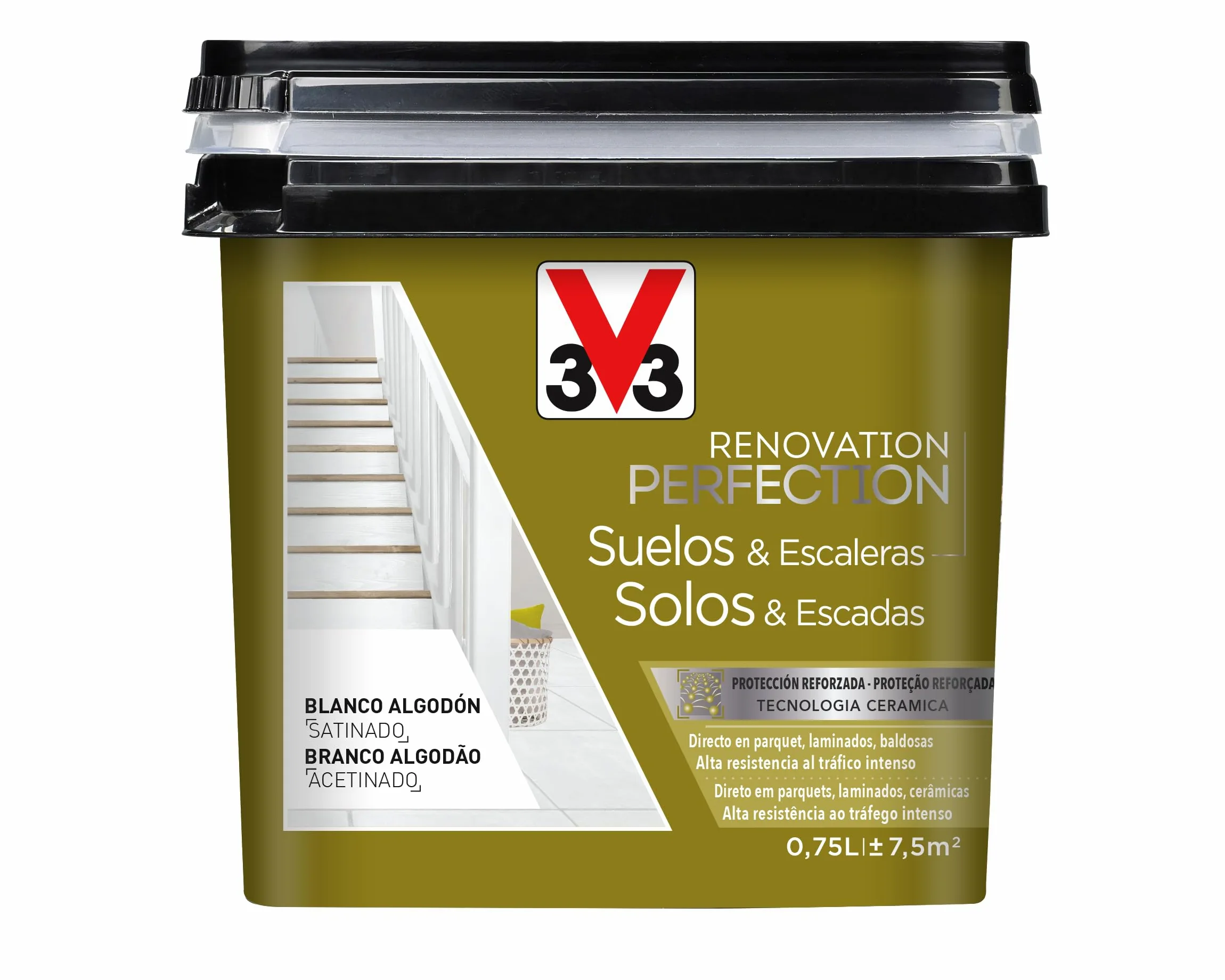 V33 Esmalte Renovation Perfection Suelos Blanco Algodón Satinado 0,75L