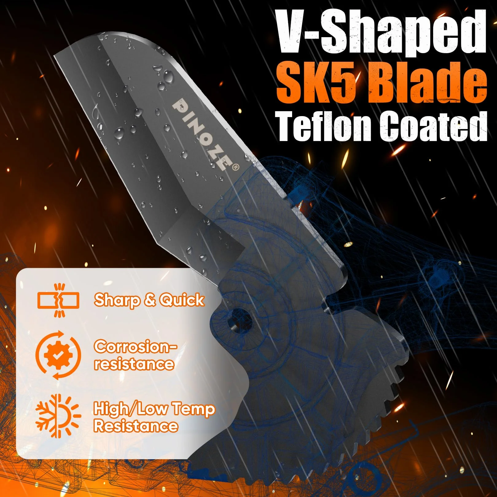 PINOZE Cortador de tubos de PVC que corta hasta 76 mm (3"), herramienta de corte de tubos de trinquete resistente con estabilizador para PVC, PPR, PE, PEX, mangueras de plástico y tuberías de
