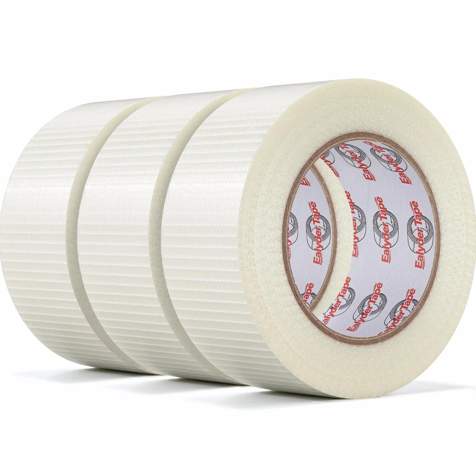 3 Rollos 50mm x 50m Cinta De Filamento, Claro Filamento Cinta de Flejado, Cinta de Fibra de Vidrio, Cinta de Sellado De Uso Pesado Impermeable