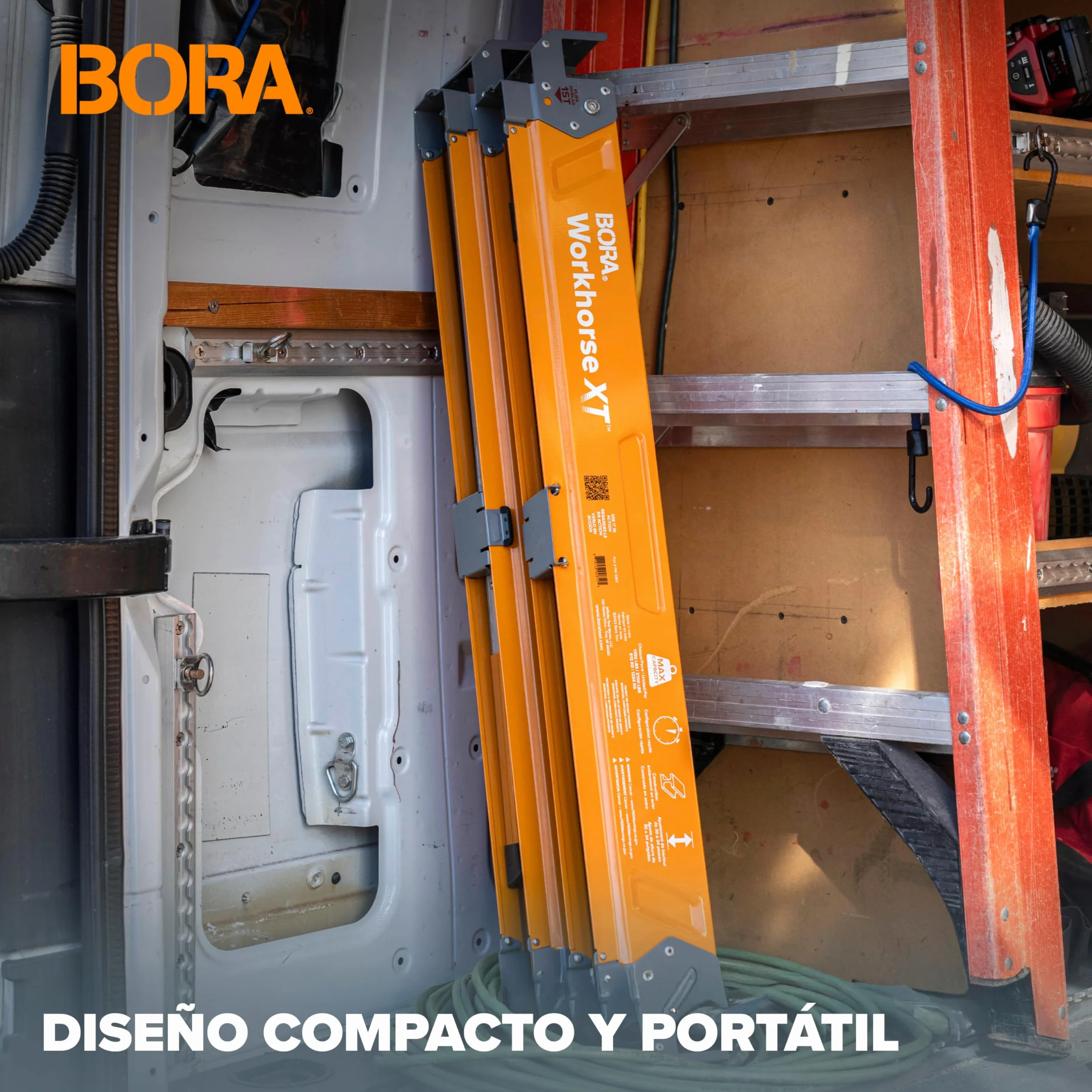 Bora Workhorse XT Juego de 2 Caballetes de Sierra Plegables Altura Ajustable Resistentes para Contratistas