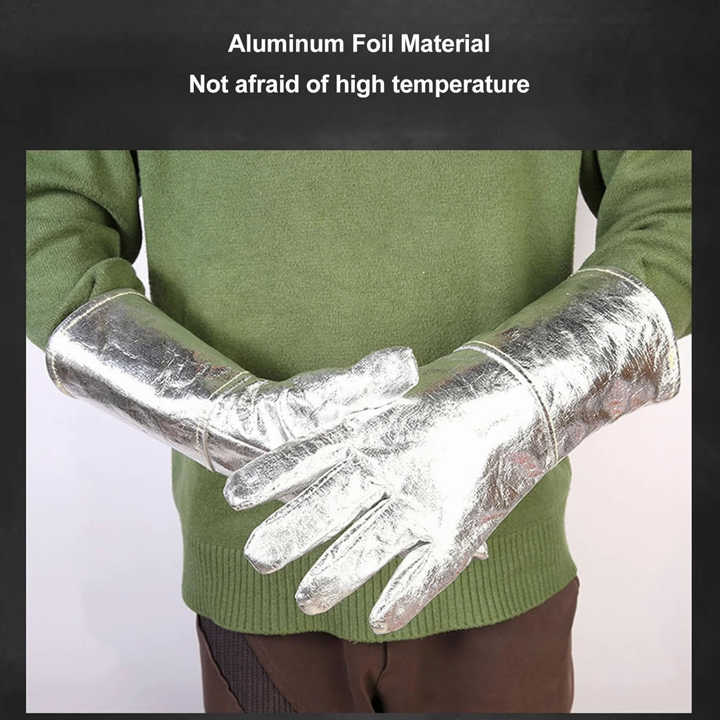 Guantes de Soldadura Aluminizados, Guantes Resistentes Al Calor, Guantes a Prueba de Fuego, Guantes de Trabajo de Seguridad para Fundición de Metales