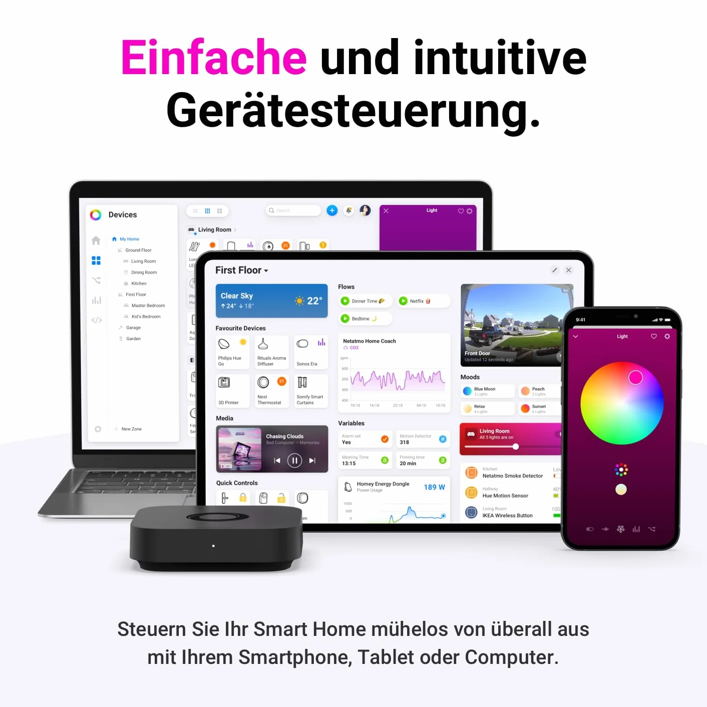 Homey Pro (2026) Hub Inteligente – Compatible con Z-Wave Plus, Zigbee, Wi-Fi, BLE, 433 MHz, Infrarrojos, Matter & Thread