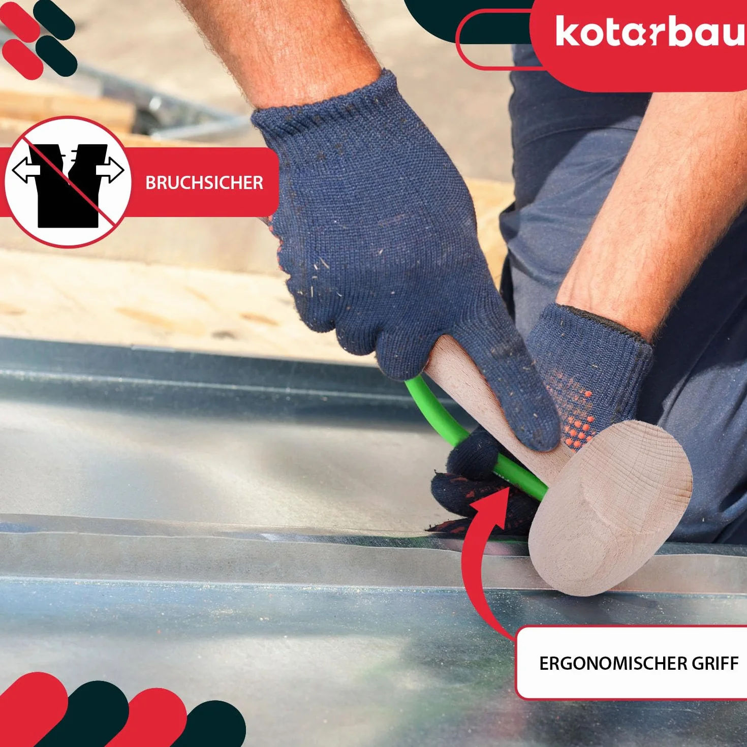 KOTARBAU® Martillo de Madera, Ø 65 mm, Mazo de Madera de Haya, Maza Redonda para Trabajos de Corte, desbaste y Tallado de Madera, Uso en carpintería