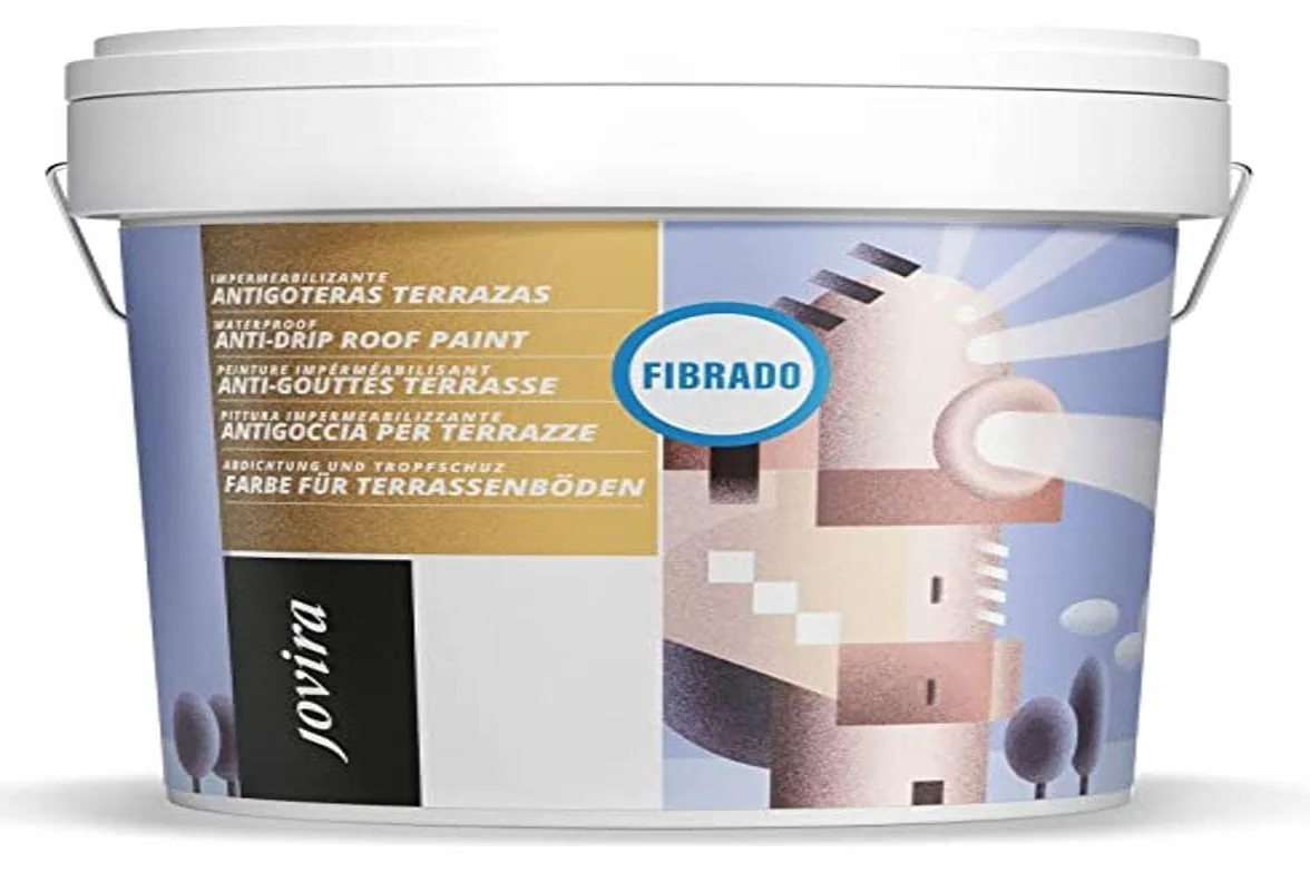 JOVIRA PINTURAS Pintura Impermeabilizante Antigoteras con Fibras 4 Litros Rojo A-46