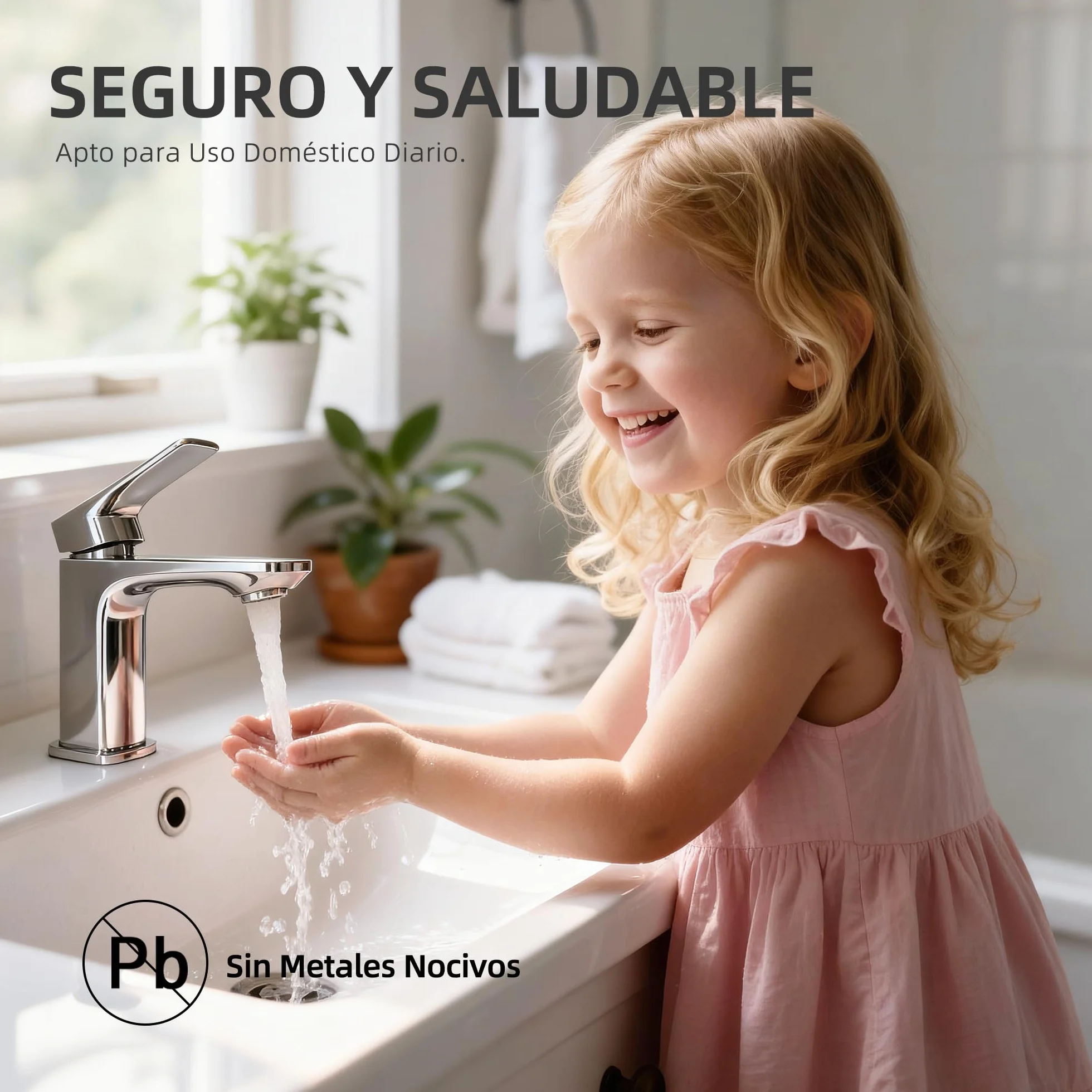 BELZ Grifo monomando de lavabo para baño, cartucho cerámico, instalación fácil, ahorro de agua y energía, diseño moderno