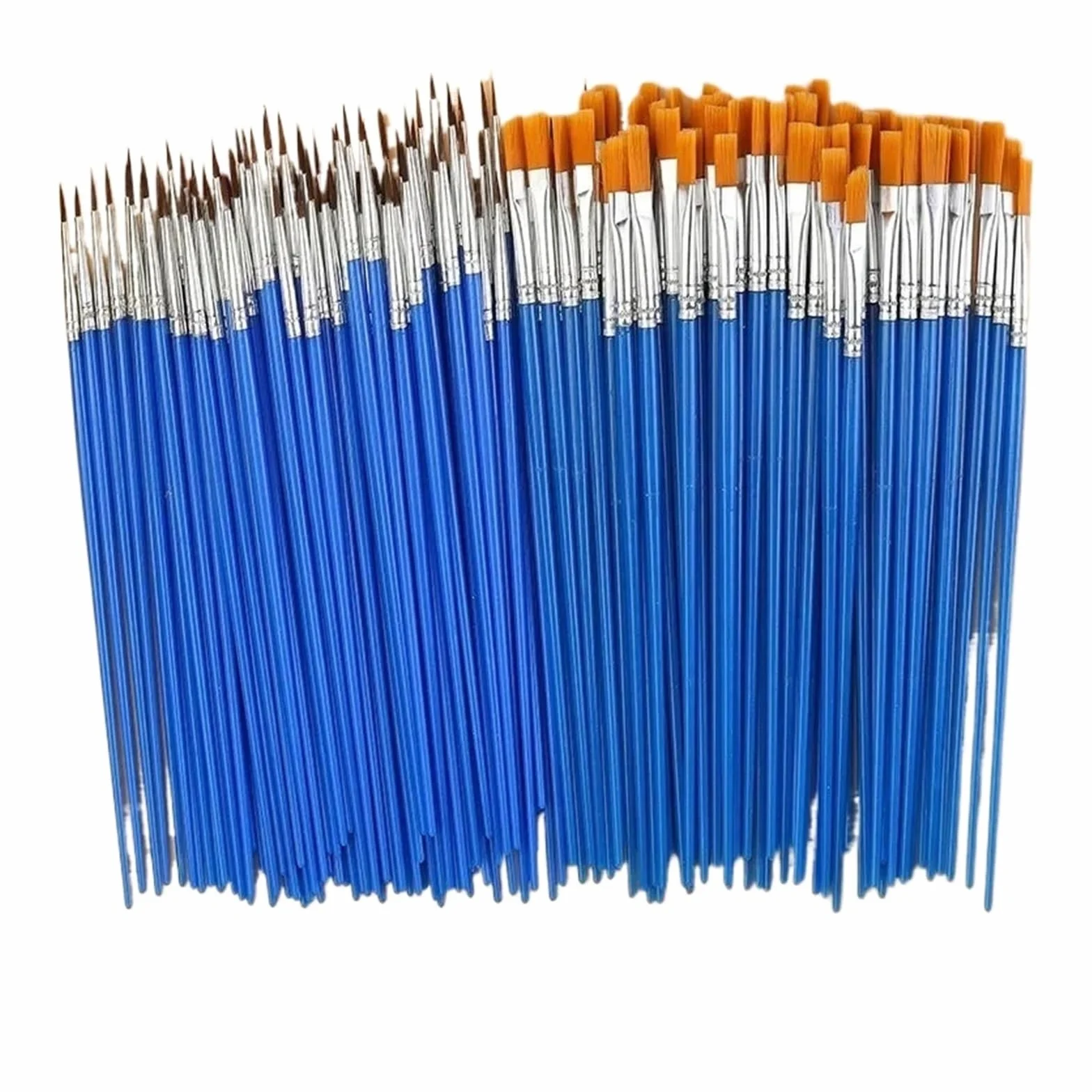 Brochas Pintura Juego de Pinceles Pintura Pelo Plano Redondo, Pincel con cerdas Nailon for Acuarela al óleo, Suministros Arte Escolar, 10/20/50 Uds(50 PCS Flat Brushs)