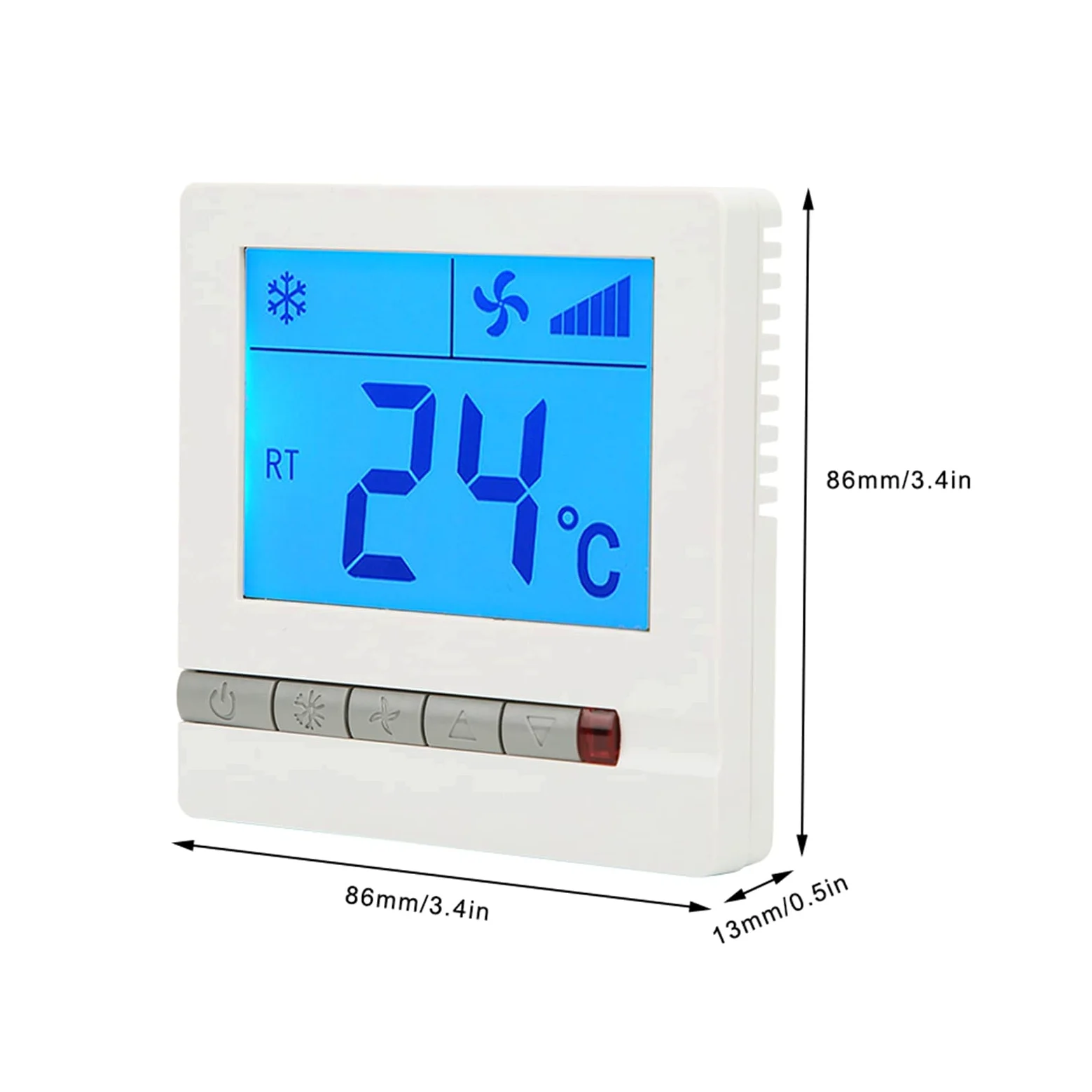Termostato para Aire Acondicionado Central Controlador de Temperatura con Pantalla LCD Grande y Teclas Claras para Climatización Doméstica y Oficina