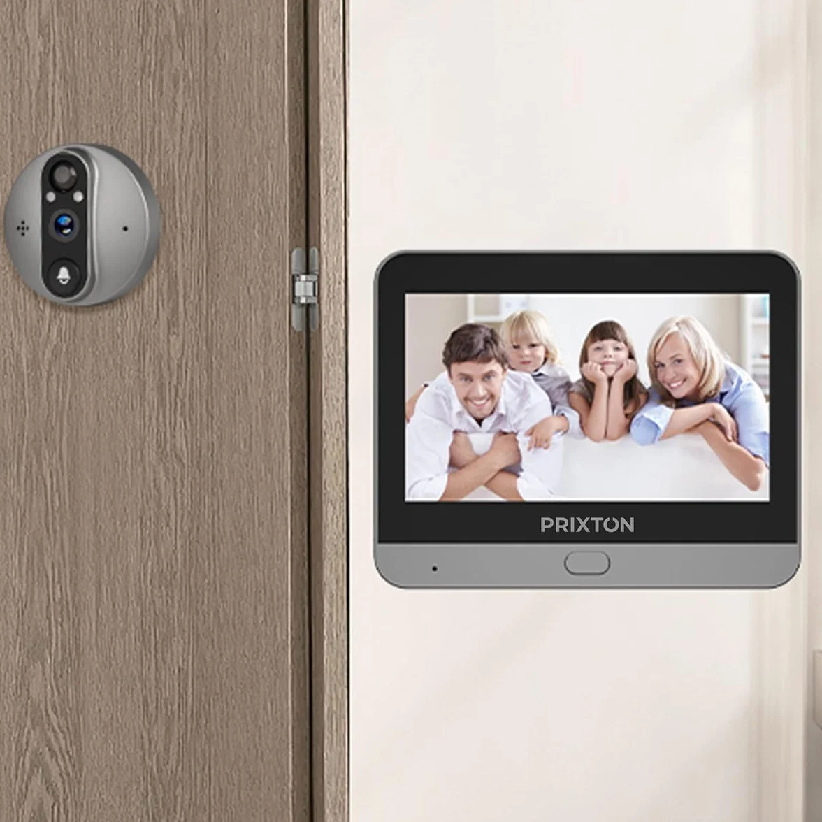 PRIXTON Mirilla Digital Smart Guard DV50, Pantalla a Color de 4,3", WiFi y App móvil, Visión Nocturna, Detector de Movimiento PIR, Audio bidireccional, Tarjeta SD de hasta 64GB, 3 Meses de Autonomía