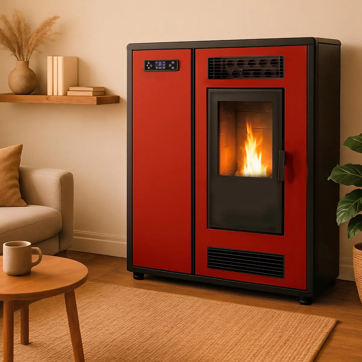 Estufa de pellets Slim Astral 12,2 kW Burdeos Sannover + Kit de instalación