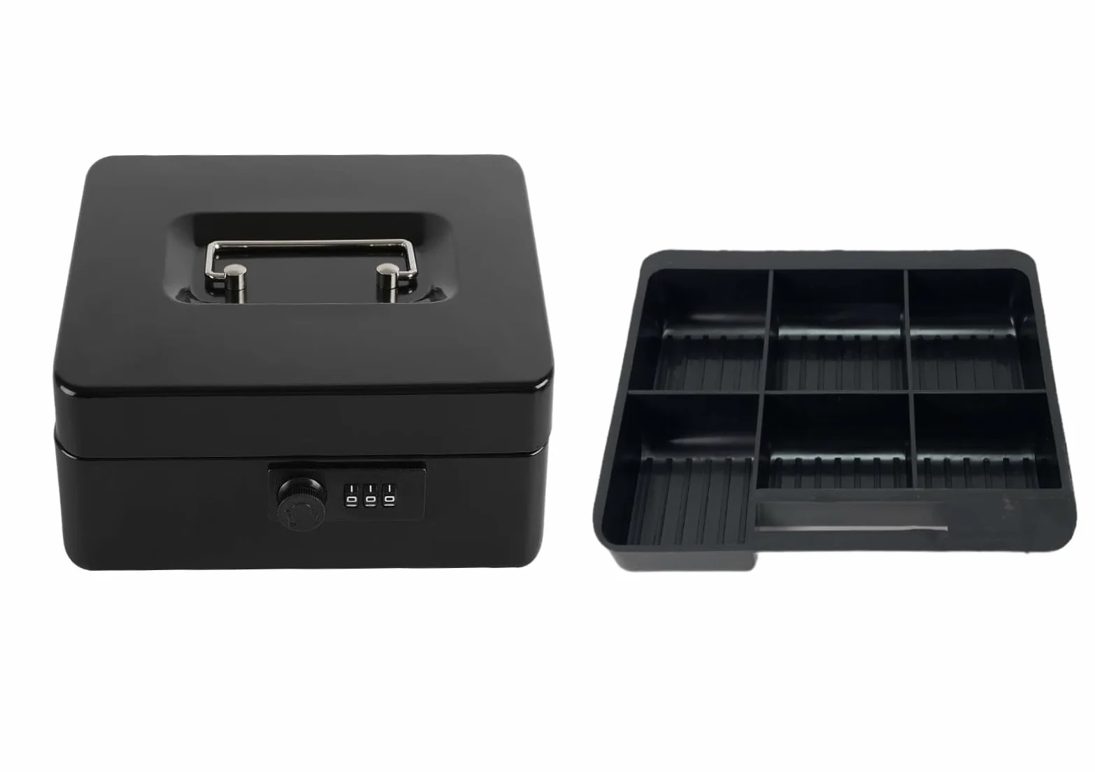 Caja de seguridad, caudales, Fuertes de escritorio portátil almacenamiento Bloqueo de contraseña 3 dígitos Caja de efectivo (15.2x11.5x8cm, Negro)