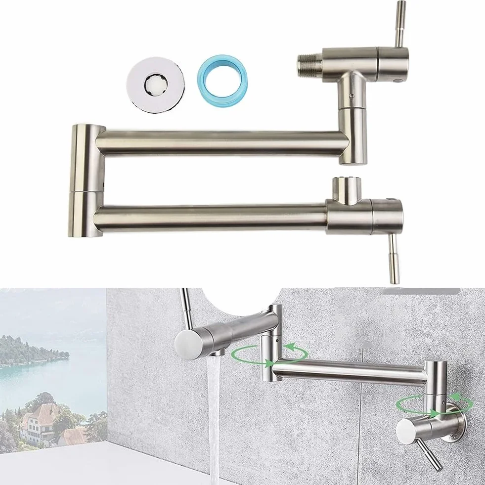 Grifo de latón montado en pared plegable para cocina
