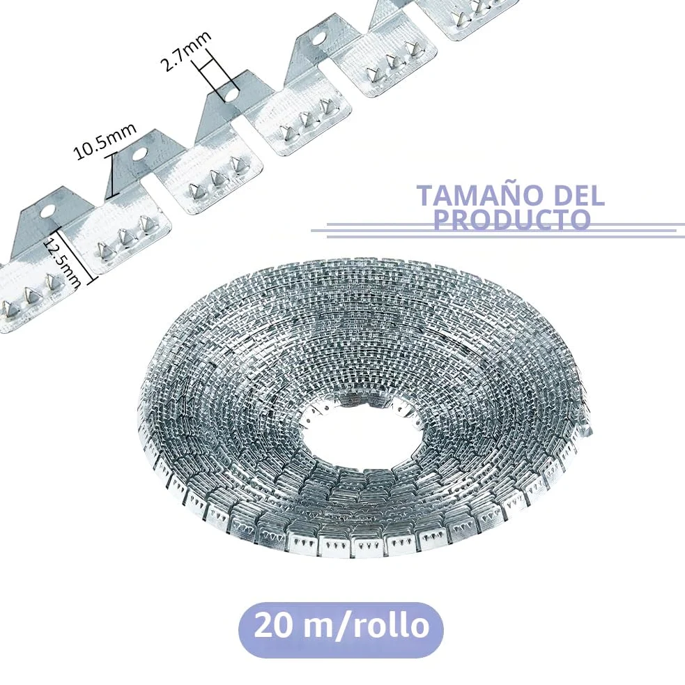 SUPERFINDINGS Tira de metal flexible con acolchado de 65 pies/20 m, curvada con mango ligero, de hierro de zinc para la reparación de muebles, sofás y sillas para bricolaje y bordes tapizados