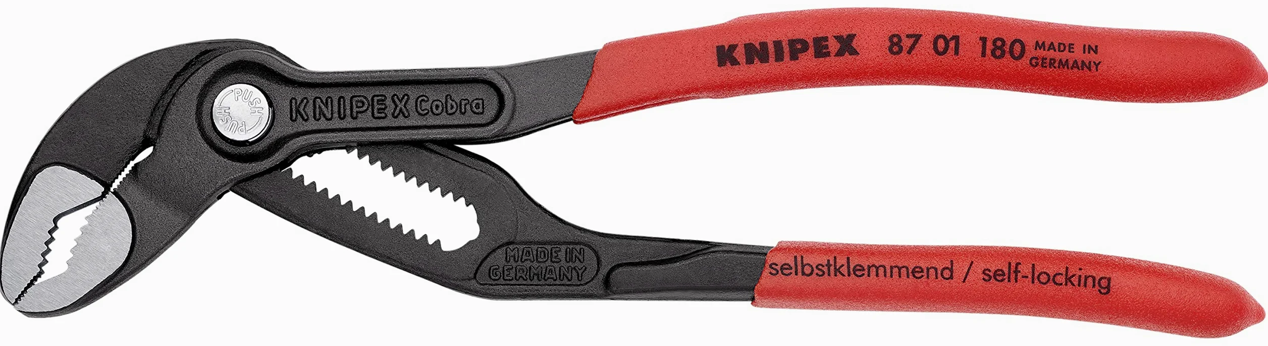 KNIPEX Cobra Tenaza de agarre pico loro Mangos plasticos por inmersión antideslizantes 180 mm, 87 01 180