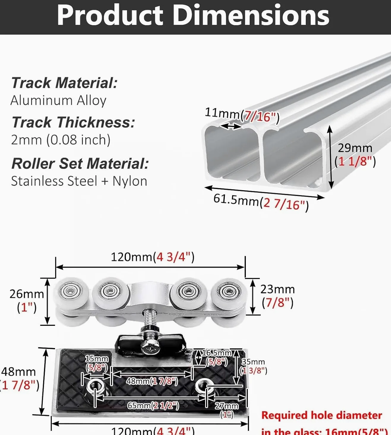 Kit de Herrajes para Puertas Correderas de Cristal de Doble Hoja para Cocina, Guía de Aluminio de Doble Carril de 70 a 400cm para Tabiques(90cm (3.0ft))
