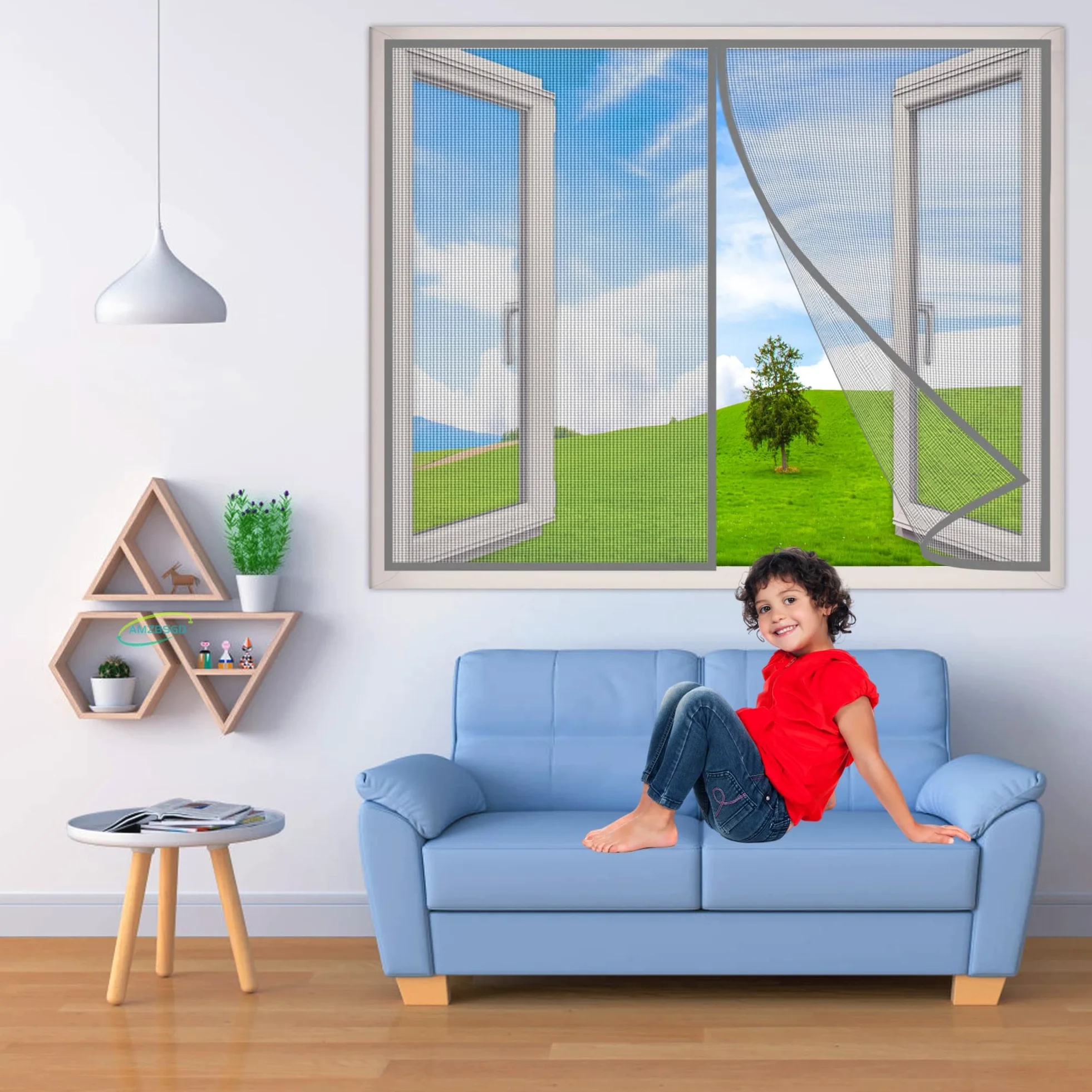 Mosquitera Ventanas Magnetica, 250x230 cm Malla de Fibra Impenetrable Súper Resistente, 2 Rollos Cinta Adhesiva Desprendible, Totalmente Magnética, Cierre Automático- Gris H