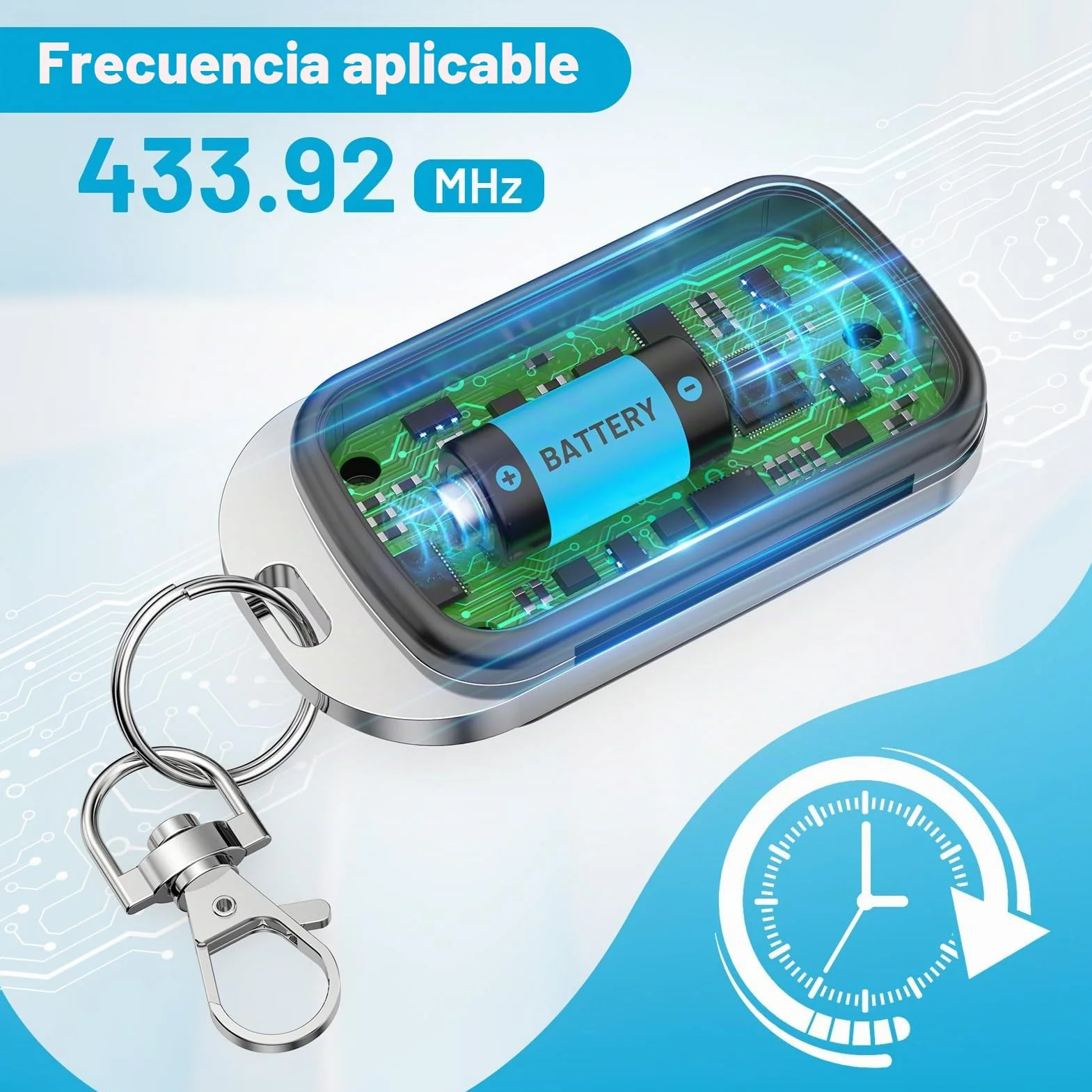 3Pcs Mando Garaje Universal 433Mhz, Mando a Distancia Clonador Puerta Garaje Codigo Fijo, Duplicador de Mandos de Garaje, Control Remoto Inalámbrico Automático para Puerta de Garaje