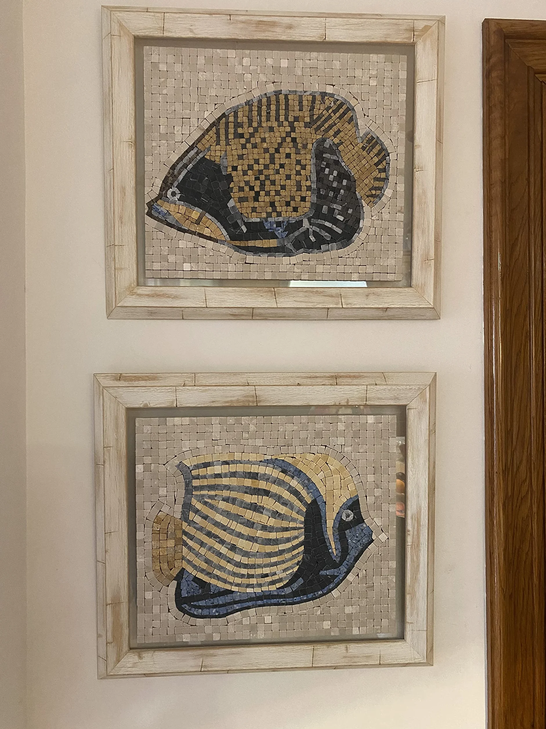 Mosaico de mármol enmallado, Modelo AN1, Medida 30x35. Hecho a Mano. para Decoraciones Suelo Paredes, enmarcar, etc. Acabado Natural.