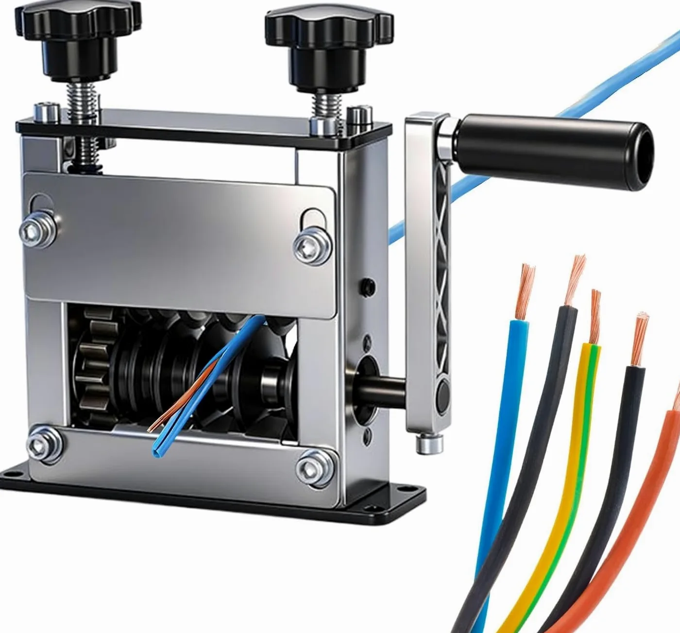 Máquina Peladora De Cables, Dispositivo De Precisión For Quitar Aislamiento, Con Pelacables Automático Ajustable Y De Cobre De 6 Orificios, For Mantenimiento Del Hogar, Uso Confiable Para(Silver)