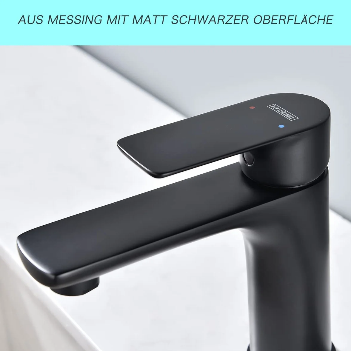 Korec Grifo de baño,Grifo de Lavabo,Grifo Monomando de Lavabo, Grifo Monomando Lavabo,Grifo Lavabo,Núcleo de válvula de latón y cerámica,Conexión EU 3/8″(negro mate).