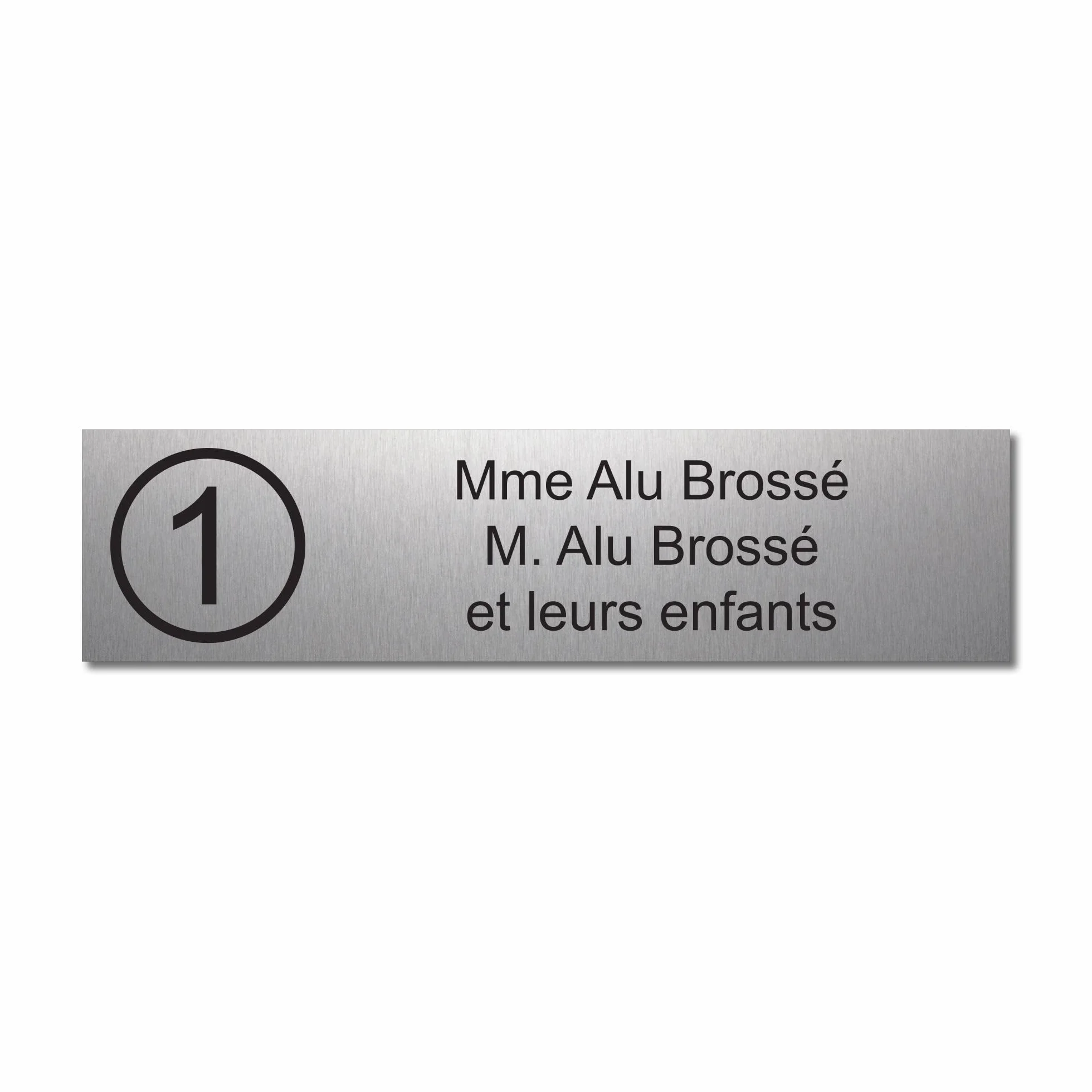 Placa grabada para nombre y número buzón autoadhesivo, 10 x 2,5 cm, personalizada, 1 a 3 líneas, aluminio cepillado