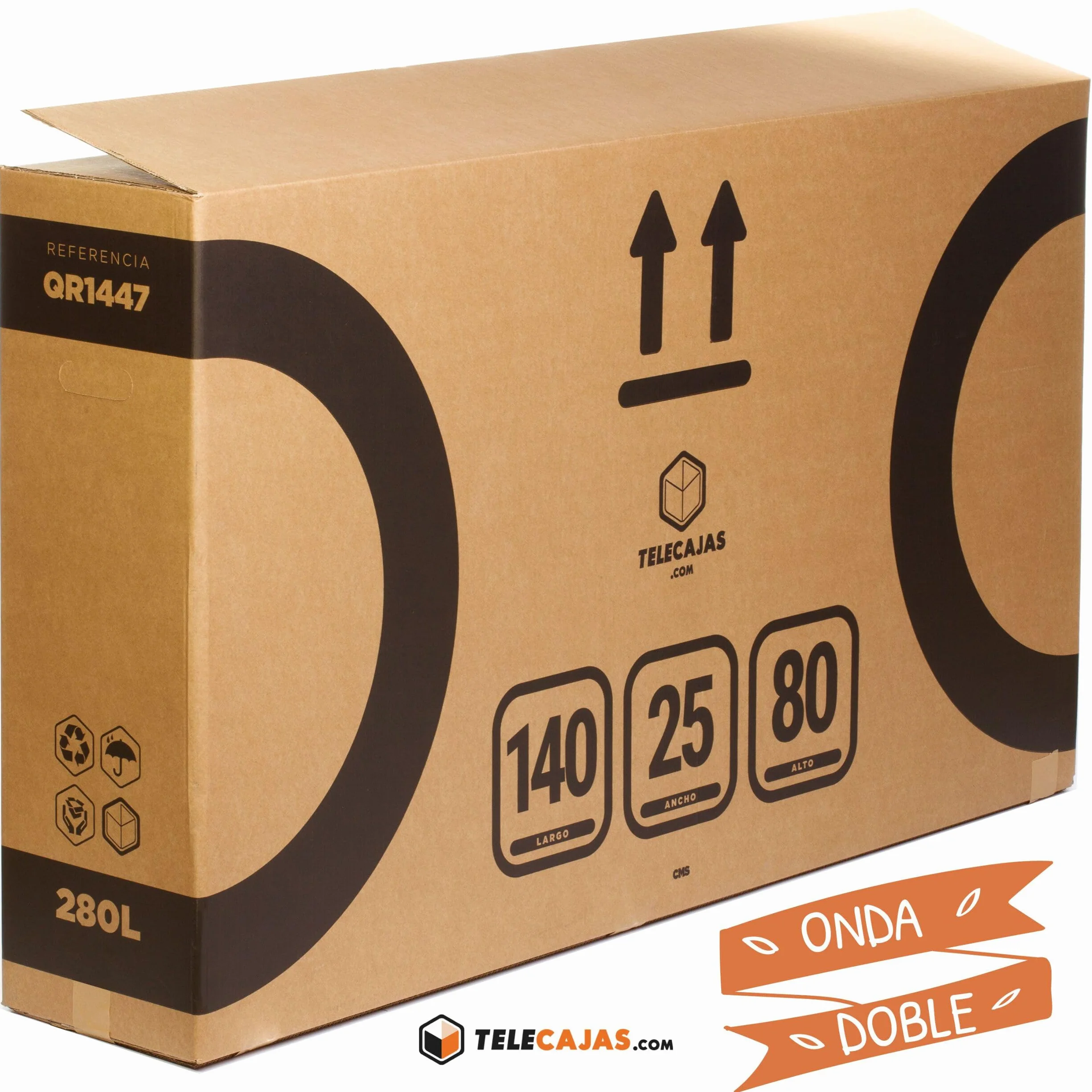 Caja para Bicicleta de Cartón Reforzado Doble Onda 140x25x80 cm con Asas Resistentes