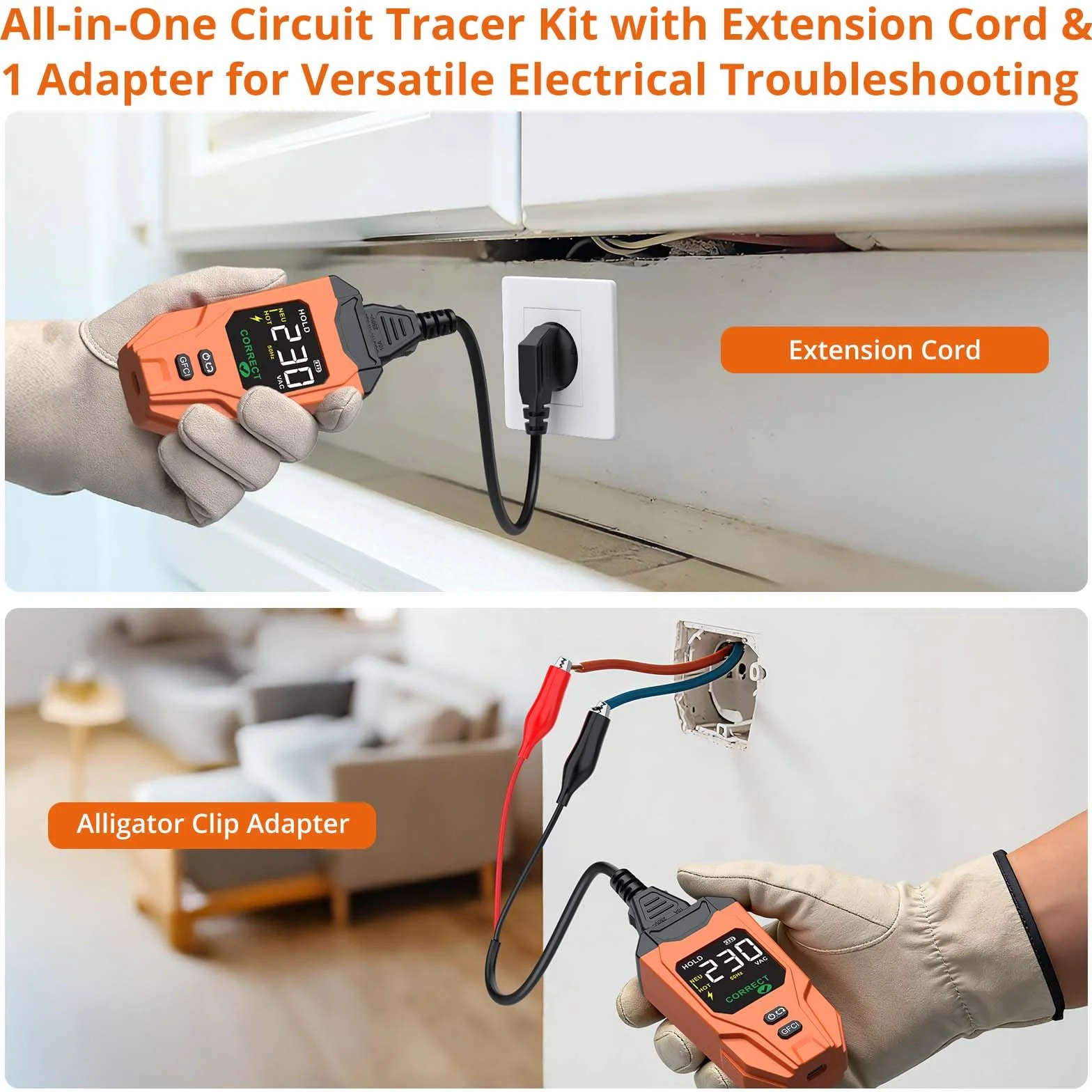 Proster Localizador de Circuitos Eléctricos Kit de Comprobador de Circuito Eléctrico con Función de Probador de Enchufe,Prueba NCV,Linterna para Detección de Fallos Eléctricos en Hogar Oficina Fábrica