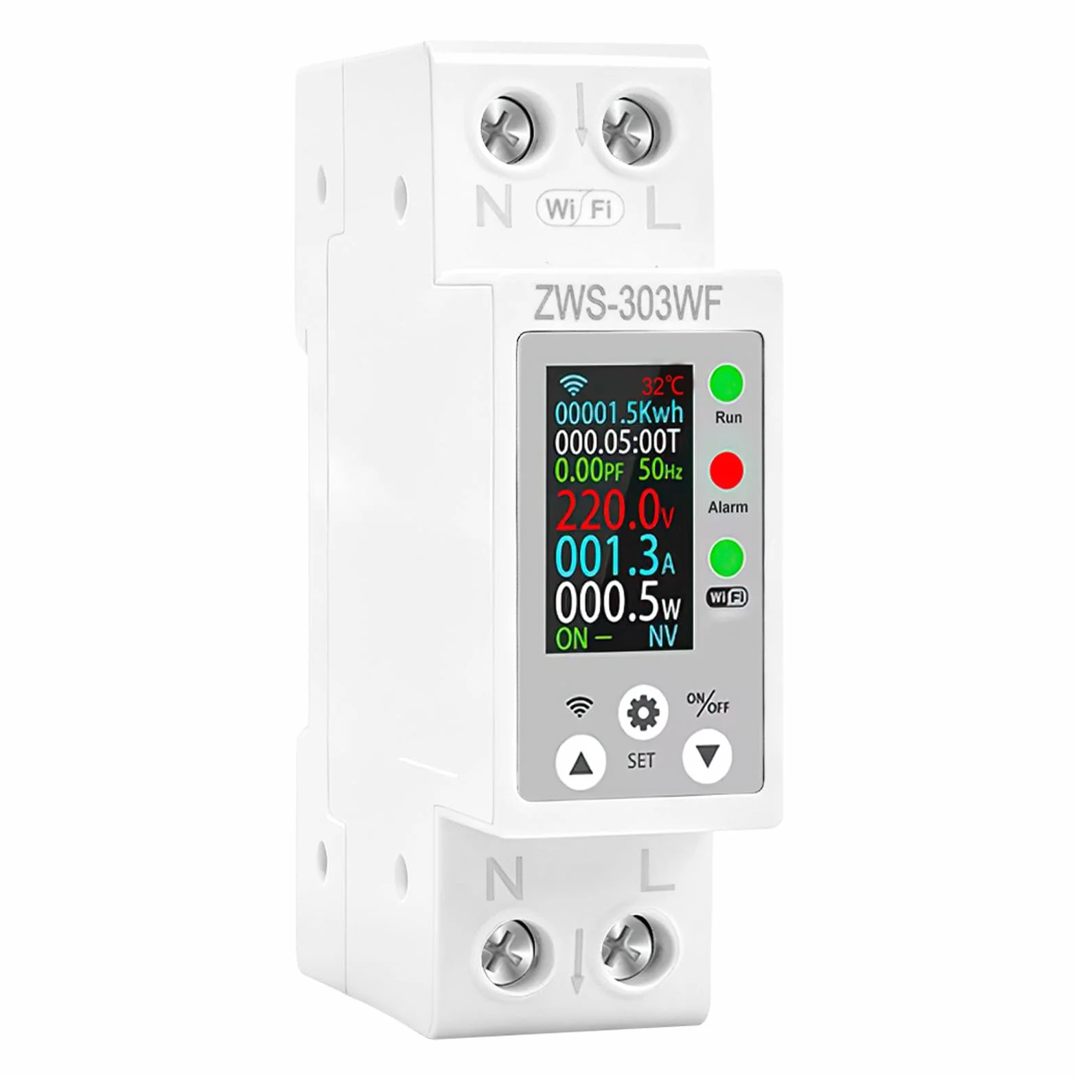 Medidor de Consumo Electrico WiFi Contador Electrico Carril Din AC 80-300V/63A Medidor Consumo Electrico Multifuncional Pantalla Digital Sobretemperatura Sobrecarga de Corriente Sobrecarga