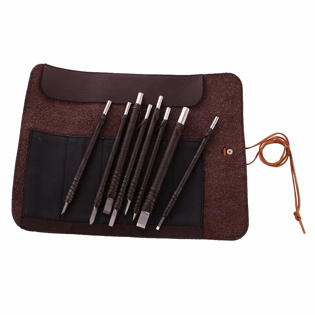 Conjunto De 8 Cincel De Madera Piedra Talla Sello Grabado Afición Herramienta De Artesanía Accesorios