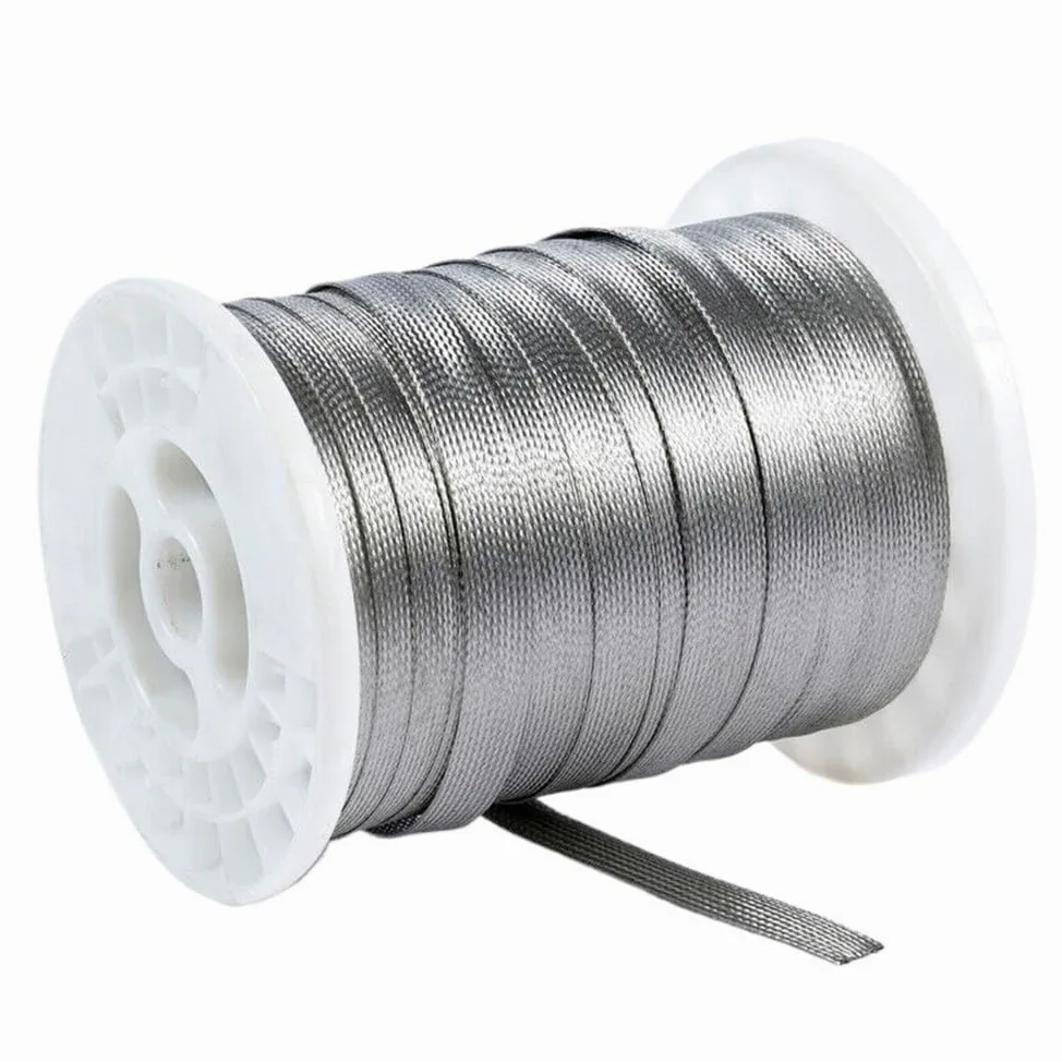 Manguitos de Manguera de Cable Trenzado, Malla de Funda for Cable Trenzada Plateada, 2-14/16/18 mm, Tubular Plano expandible, 5 m(18mm)