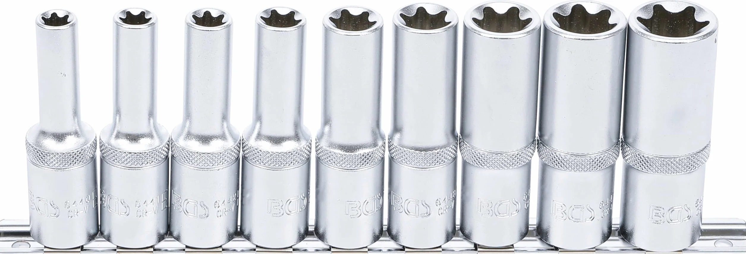BGS 2026 | Juego de llaves de vaso E-Torx, largas | entrada 12,5 mm (1/2") | E10 - E24 | 9 piezas