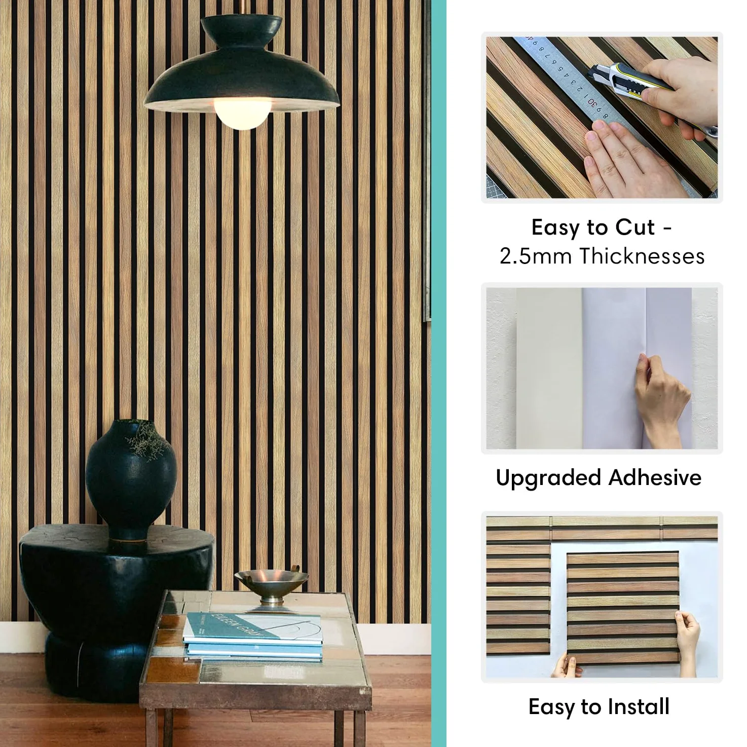 Commomy Paneles de pared de 3D, imitación de madera, 30 x 30 cm, 10 Piezas, autoadhesivos, pvc, paneles 3D decorativos pared decoracion de interior sala estar fondo dormitorio