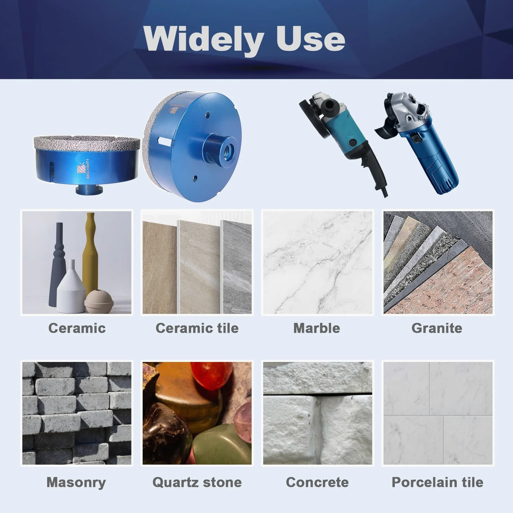 Broca de Diamante 110MM - BRSCHNITT Vacío Soldadura para Perforación en Seco Porcelana Azulejo Granito Mármol M14