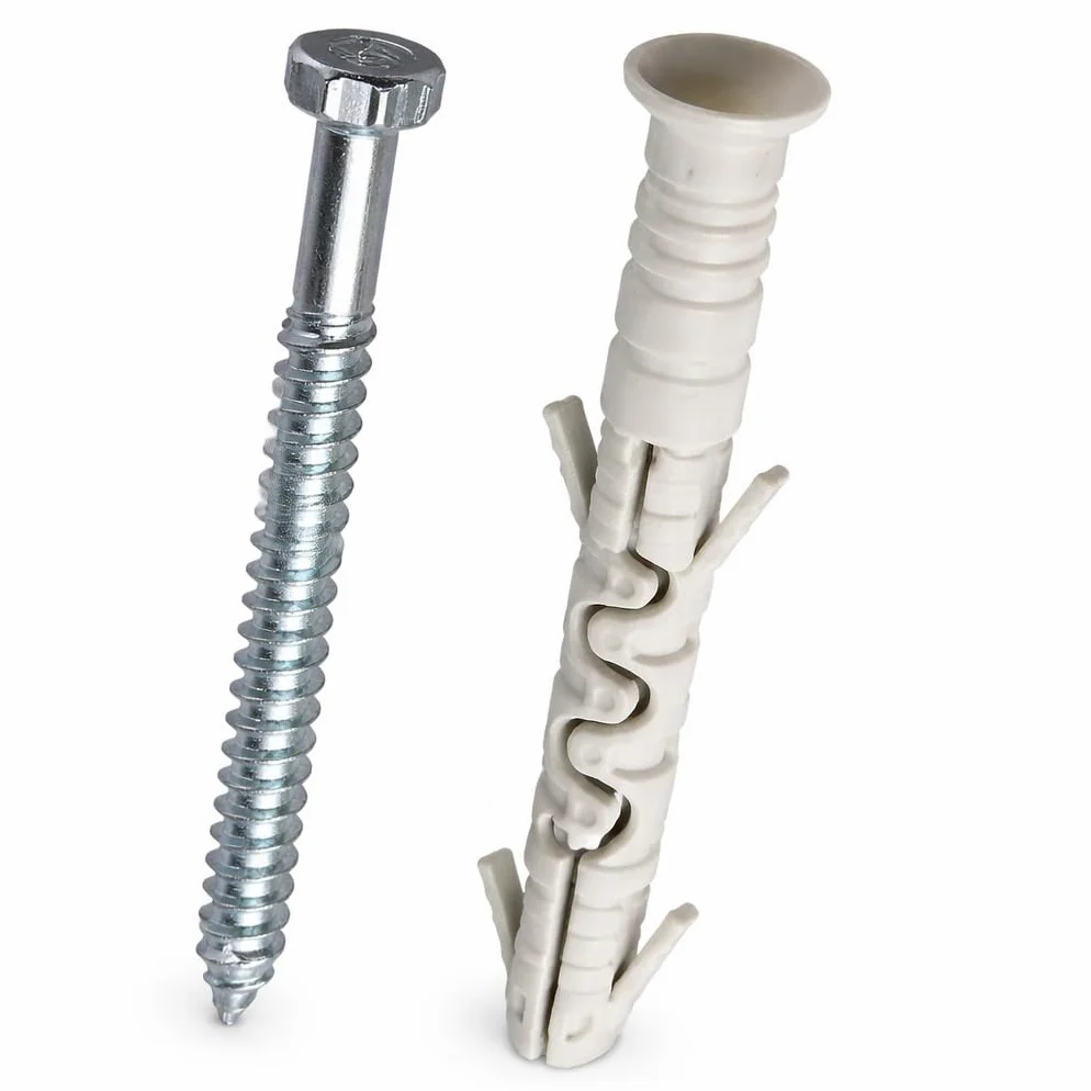 M8 (8mm x 100mm) acos de pared y tornillos hexagonales M6 (Paquete de 50) Tornillos de Montaje de Pared Tapones de Pared con Acero galvanizado Tornillos de Anclaje de Pared y Juego de Tapones