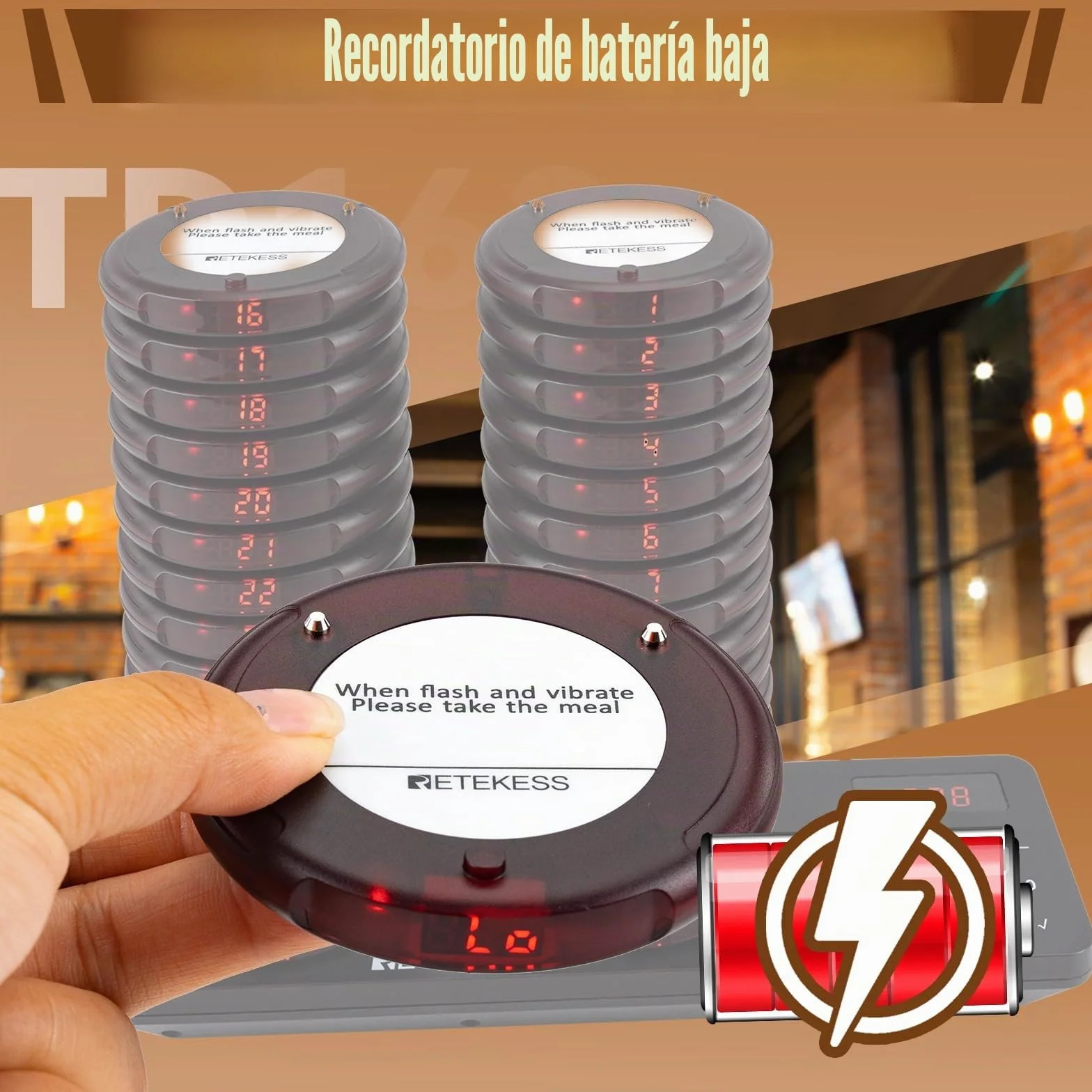 Retekess TD163 Buscapersonas Restaurante 400M 31 Modos Llamada 20H Espera