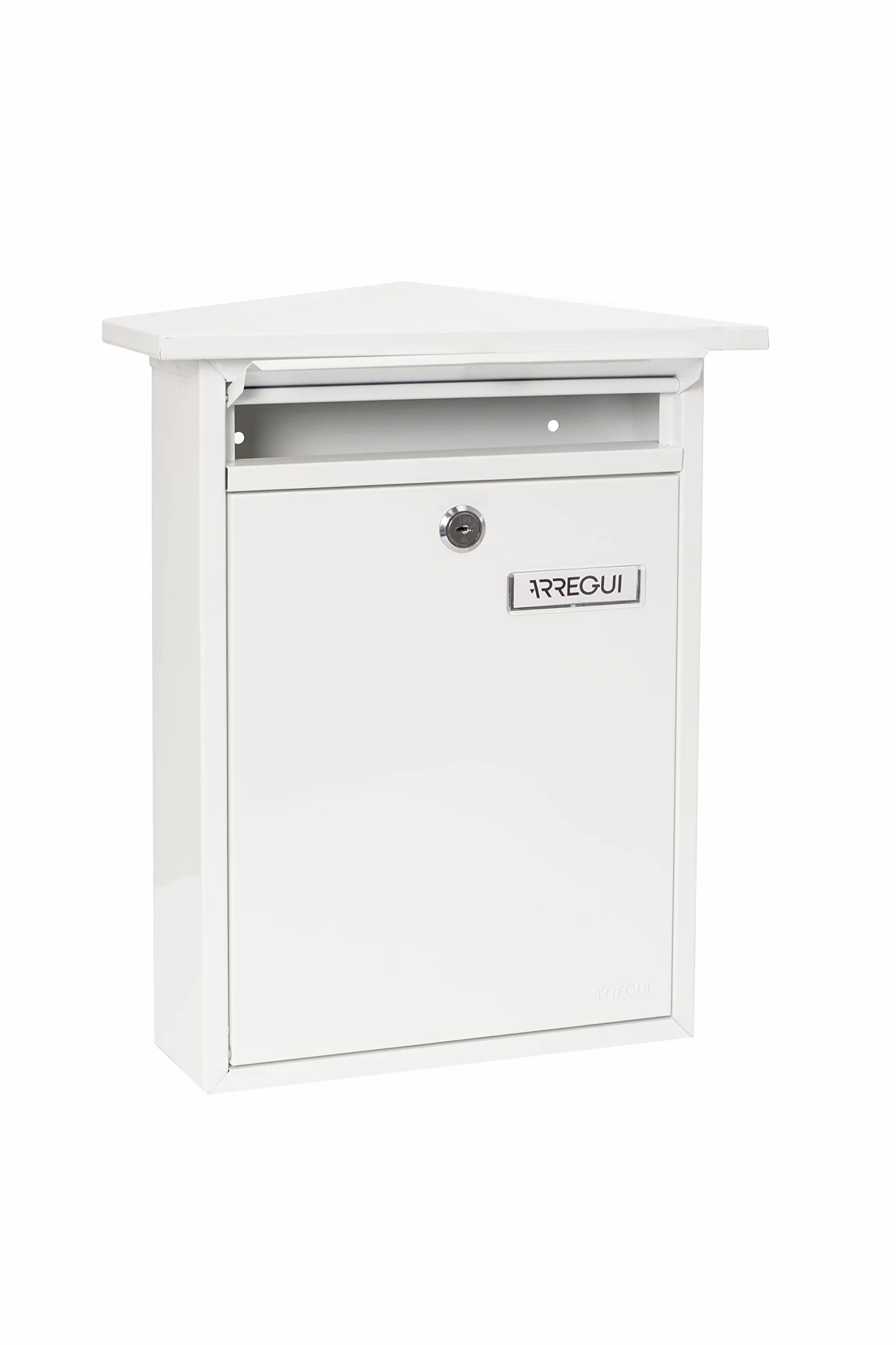 ARREGUI Home E5711 Buzón Exterior de Acero, Tamaño M (Correo DIN A4 y Revistas), Buzón de Correo Individual, Buzón de Pared de Fondo Estrecho, Antilluvia, Fácil de Instalar, Blanco