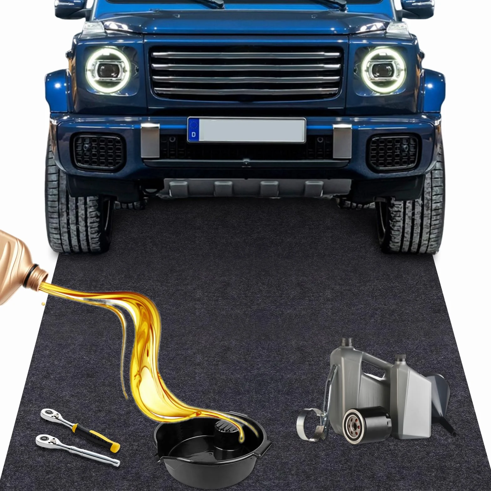 Alfombrilla para Suelo de Garaje 100x300cm Estera Garaje Coche Suelo Alfombra Moto Garaje Estera de Recogida de Aceite Multifunción para Derrames de Aceite en el Garaje