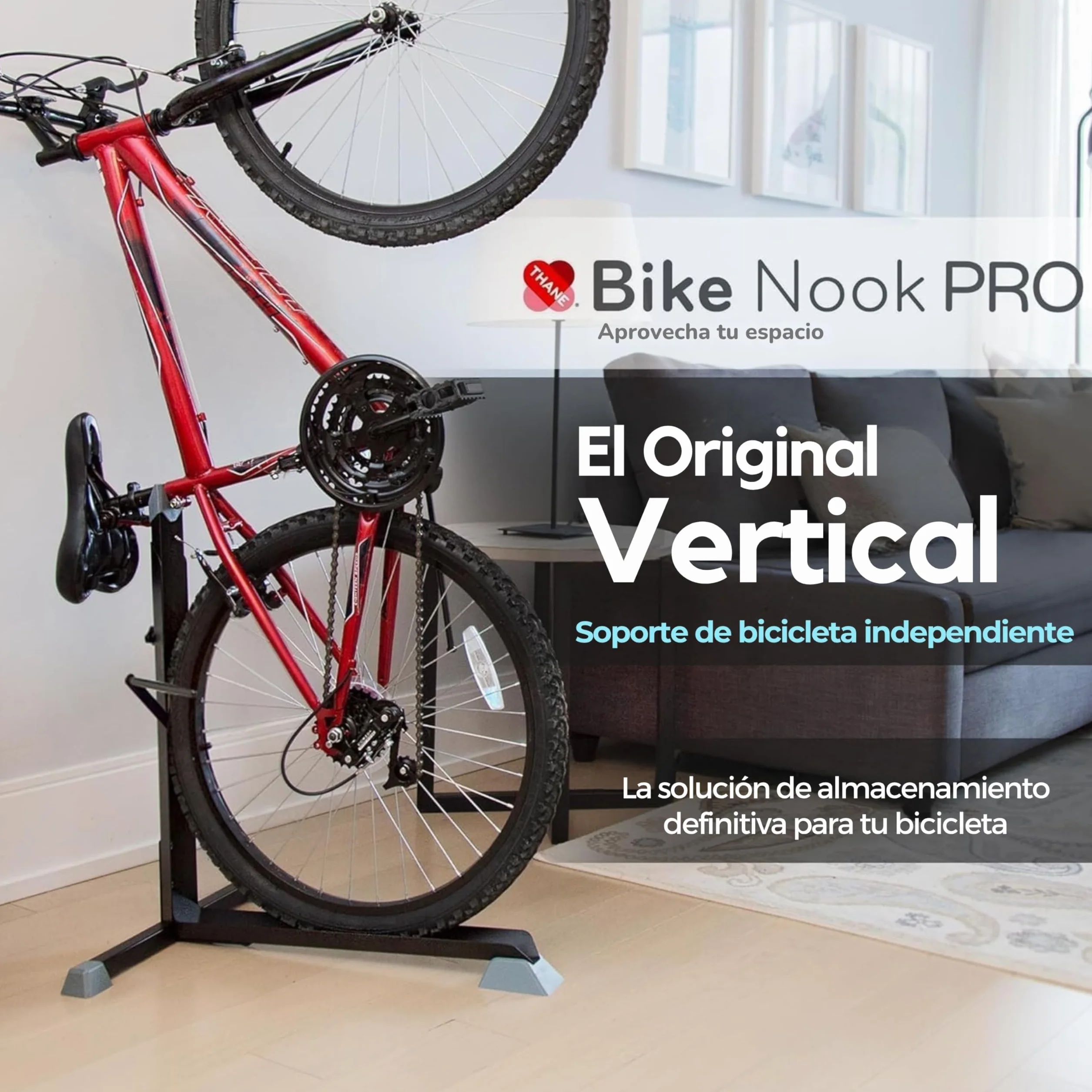 Bike Nook Pro Soporte Vertical De Suelo Para Bicicletas Estante Almacenamiento Interior Garaje Compatible Con Guardabarros Y Cestas Sin Taladros