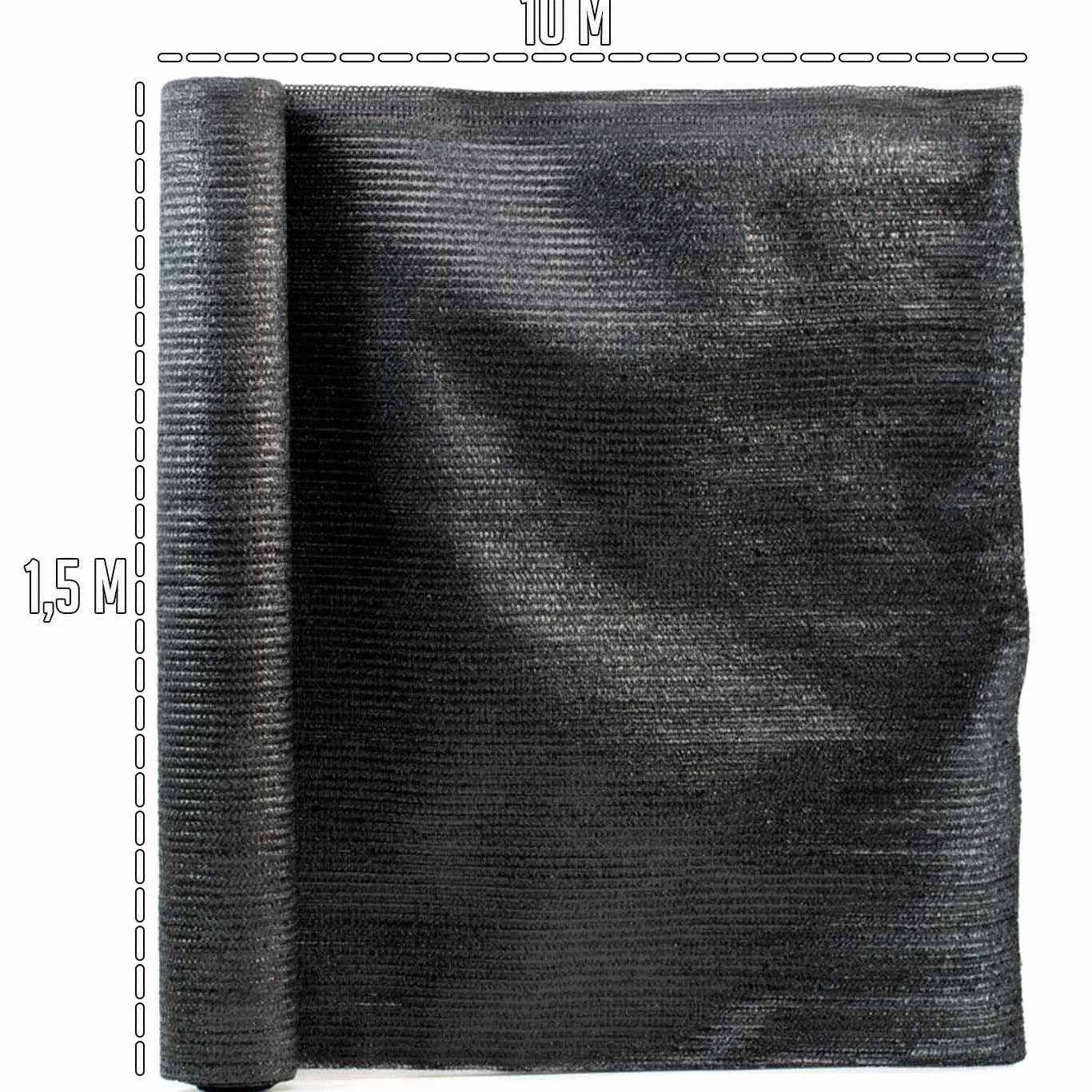 Acan Tradineur - Rollo de Malla de sombreo tupida, Cierre de ocultación de 120 g/m2, Alta Resistencia, Tela para cercar Jardines, fincas, huertos, Vallas (Negro - 1,5 x 10 m)