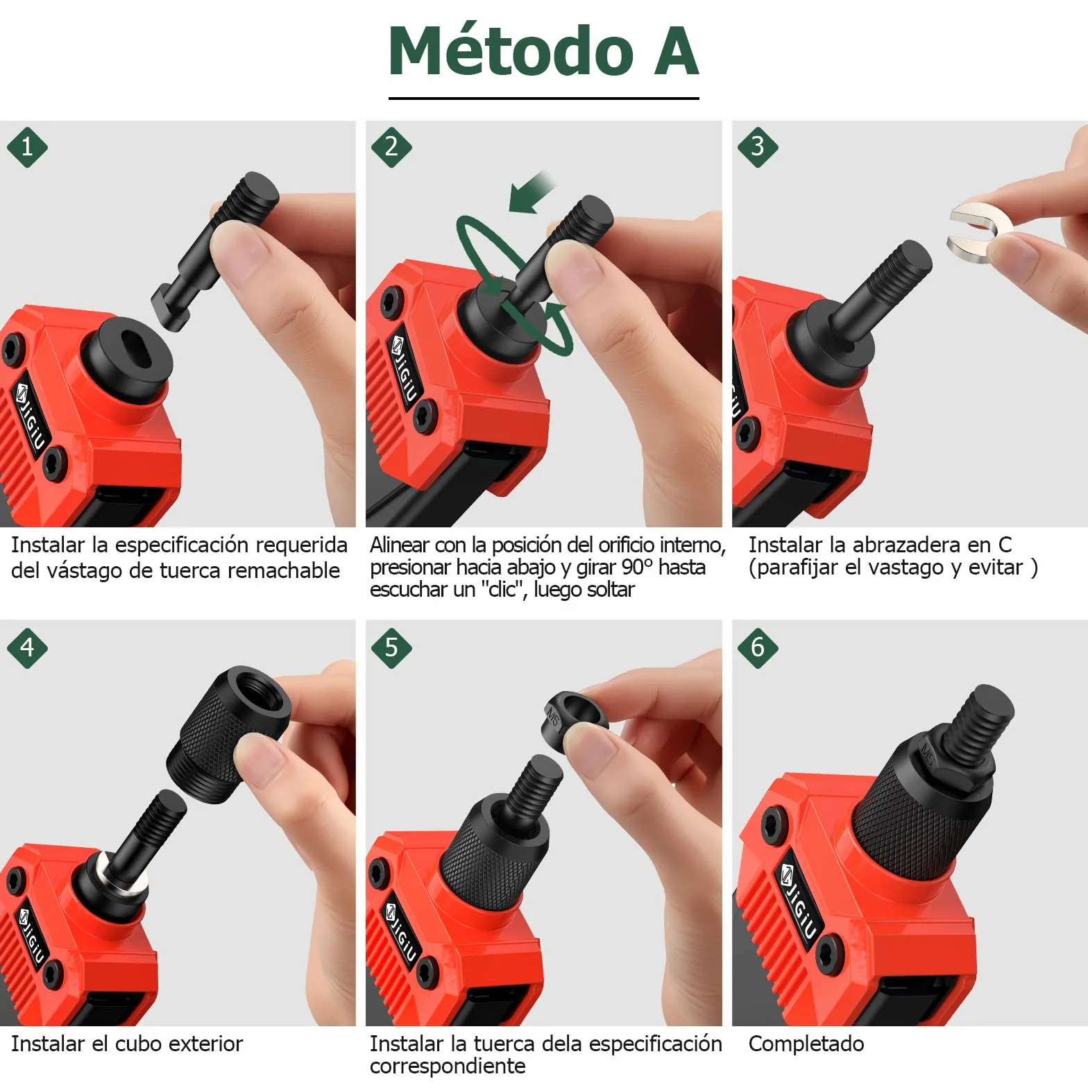 JiGiU 13'' Remachadora de Tuercas con 110 Tuercas M3 M4 M5 M6 M8 M10 M12 Juego de Alicates para Remachar 7 Mandriles Intercambiables para Automoción, Componentes Metálicos, Construcción