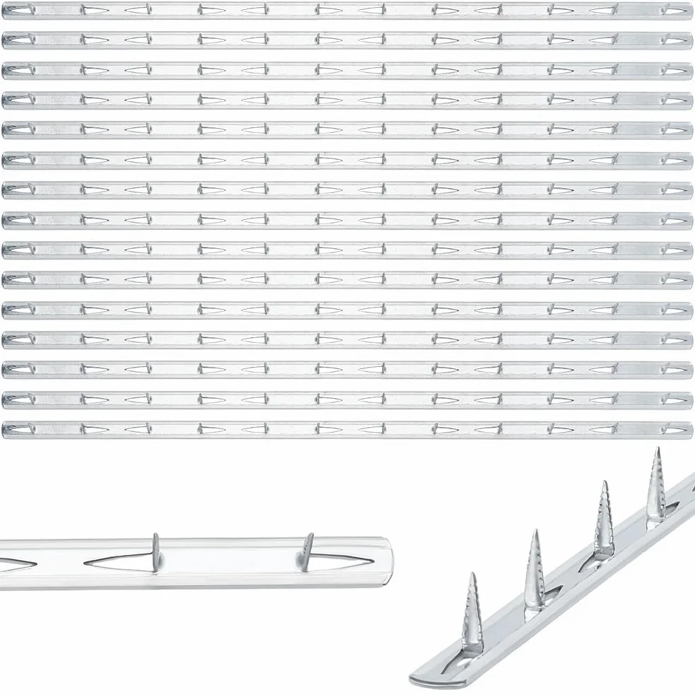 ORIGACH 30 tiras de metal para tapicería de 15.7 pulgadas, tiras de tachuelas galvanizadas plateadas con tira de goma transparente diseñadas para muebles, sillas y sofás