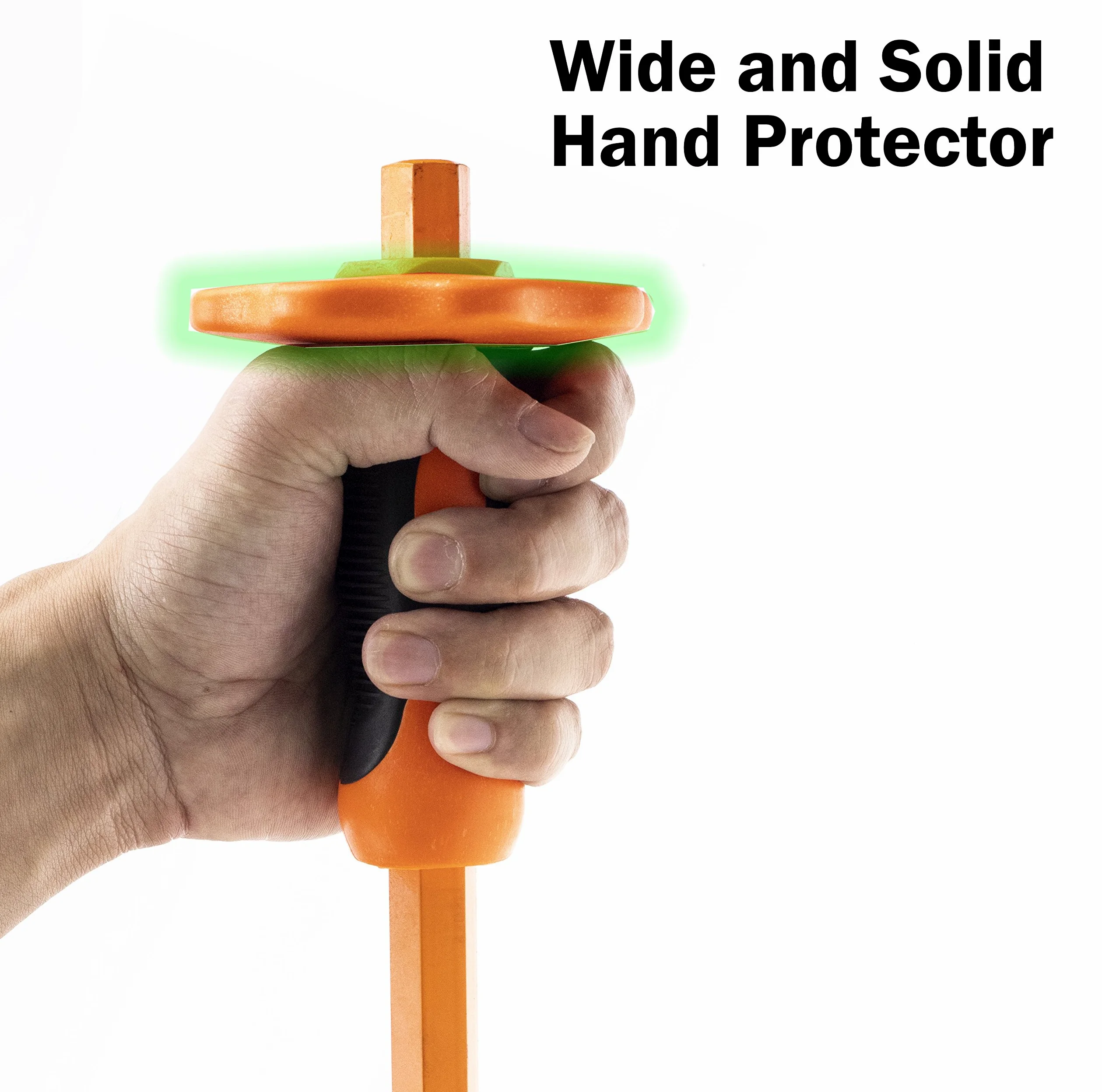 Finder 12'' Cincel de cabeza plana Con protección para las manos,Tarea pesada Cortafríos para Demoledora/Mampostería/Madera/Tallado/Hormigón Elrompedor