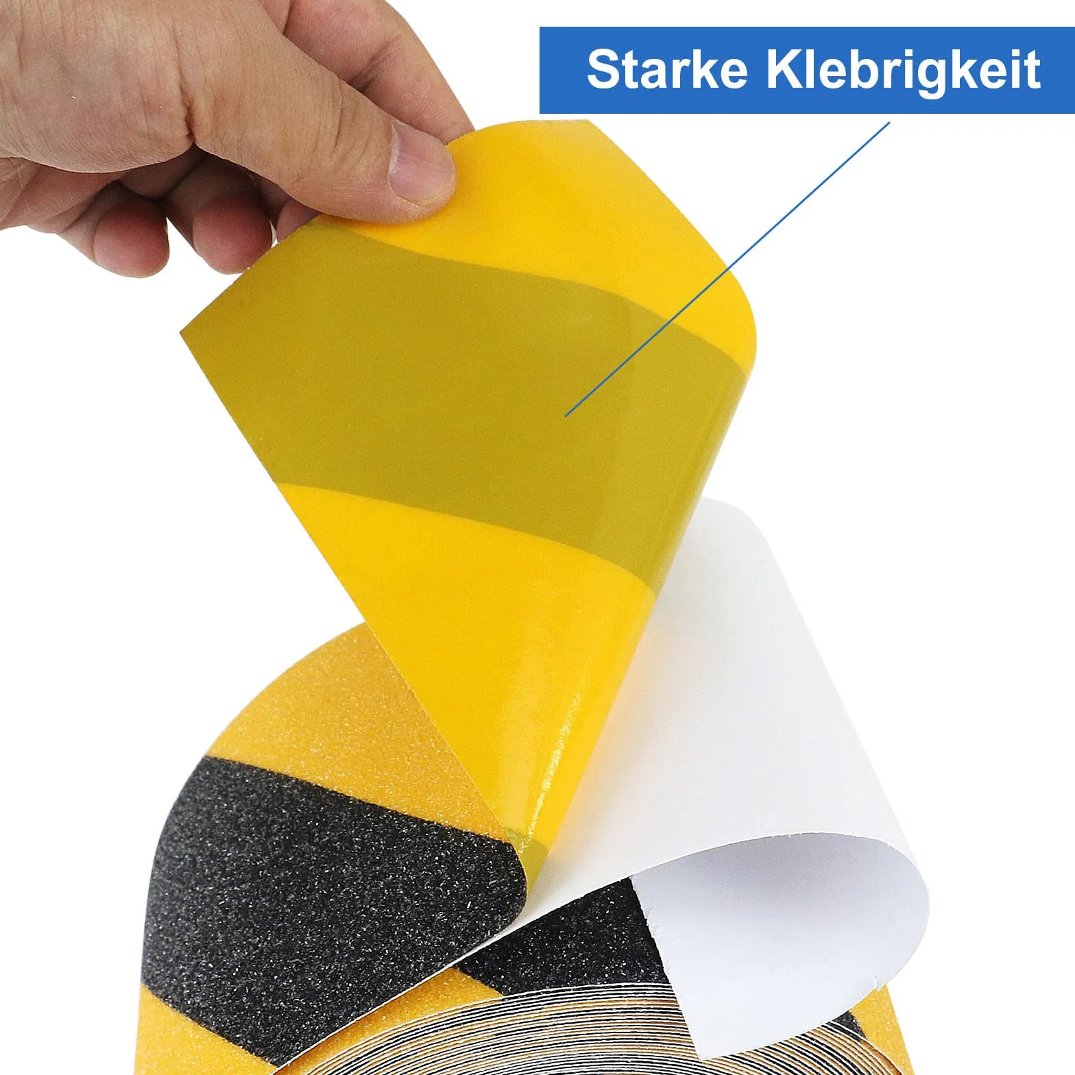 BOMEI PACK 100mmx10m Antideslizante Cinta Adhesiva, Alta Tracción Fuerte Apretón Abrasivo, Cinta Autoadhesiva de Seguridad, Cinta Adhesiva de Agarre, para Interiores y Exteriores, negro y amarillo