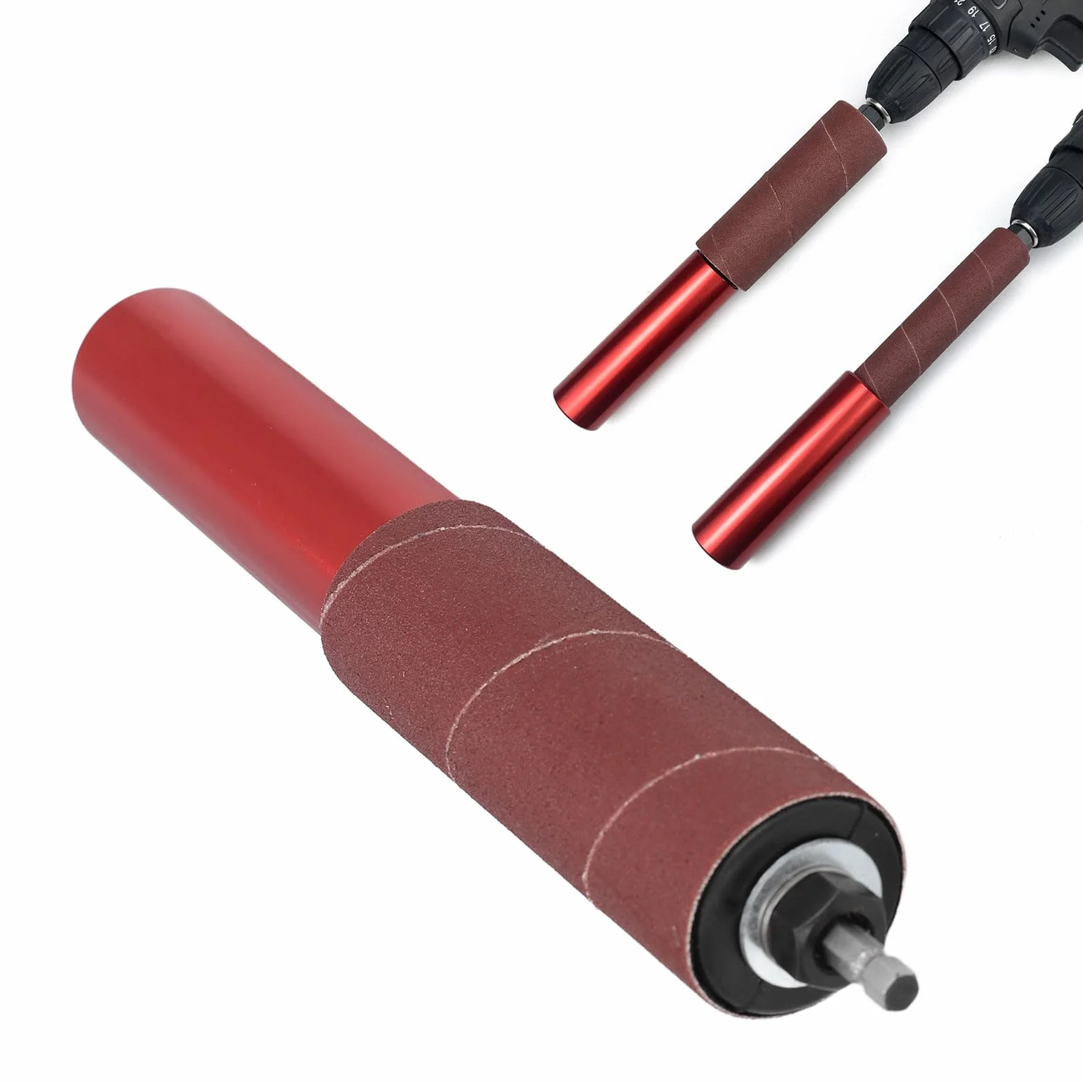 Juego de Tambor de Lijado de Óxido de Aluminio, Adaptador para Taladro con 100 Hojas, Amoladora para Uñas de Perros y Pulido de Madera Metal