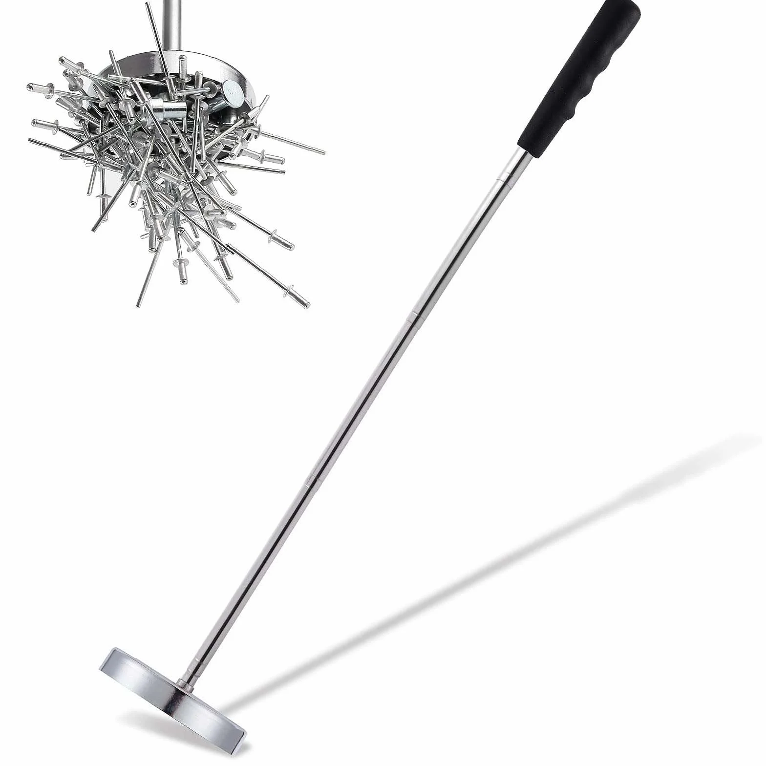 Herramienta Recogedor Magnético, Herramienta de Recogida Magnética 35LB Capacidad de Carga, Recogedor Magnético Telescópico(21.5-83.8cm), para Quitar Óxido de Objetos Metálicos Chatarra Taller Garaje