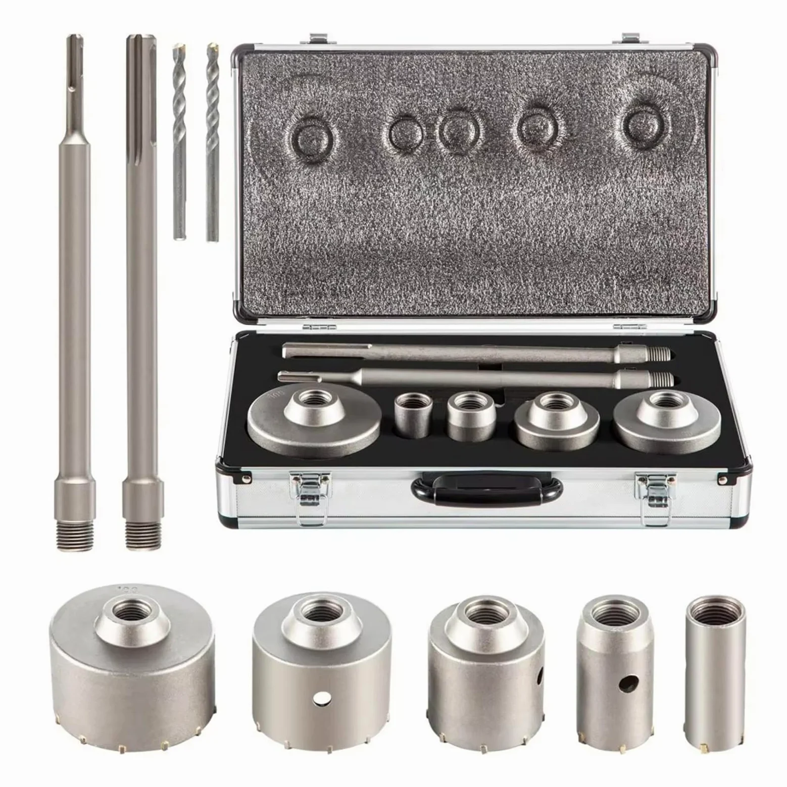 Kit De Sierra Perforadora para Hormigón 4 En 1, 8/9 Uds., 30-100/40-125mm, Broca para Cemento, Juego De Herramientas para Abridor De Agujeros para Pared