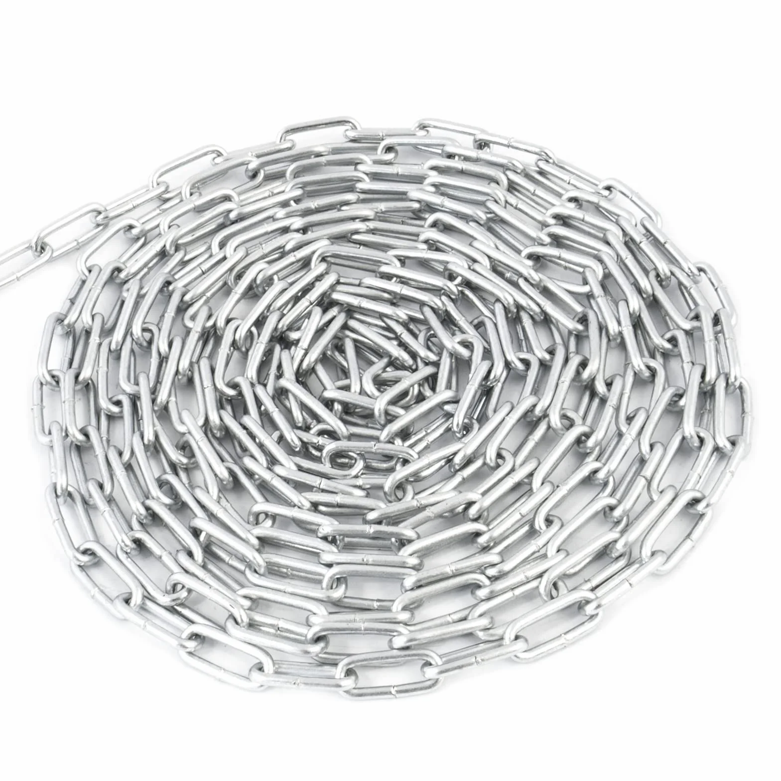 DQPP Cadena de acero C15 | DIN 5685 | 2 mm | galvanizada | 25 m | eslabones cortos | cadena de eslabones | por metros | cadena de barrera, metal, cadena de acero redondo | cadena de metal | cadena
