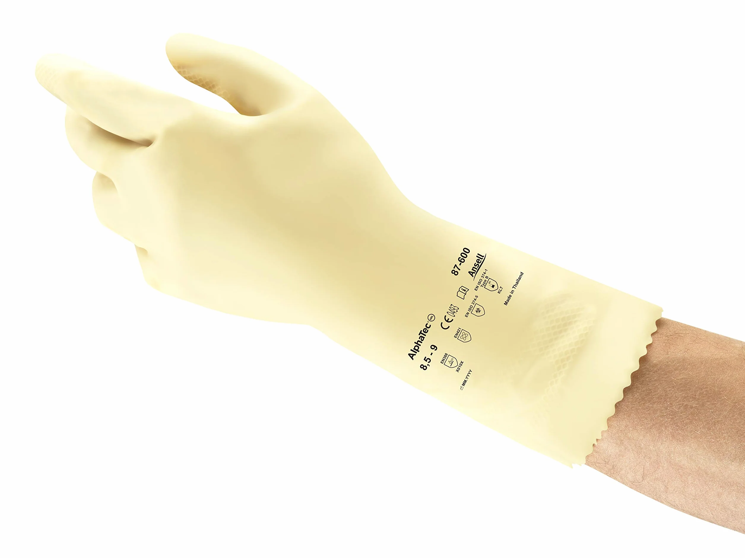 Ansell Alphatec 87-600 Guantes de Trabajo Multiusos, Resistencia Química, Destreza y Sensibilidad Táctil, Fino y Flexible Diseño, Talla L (12 Pares)