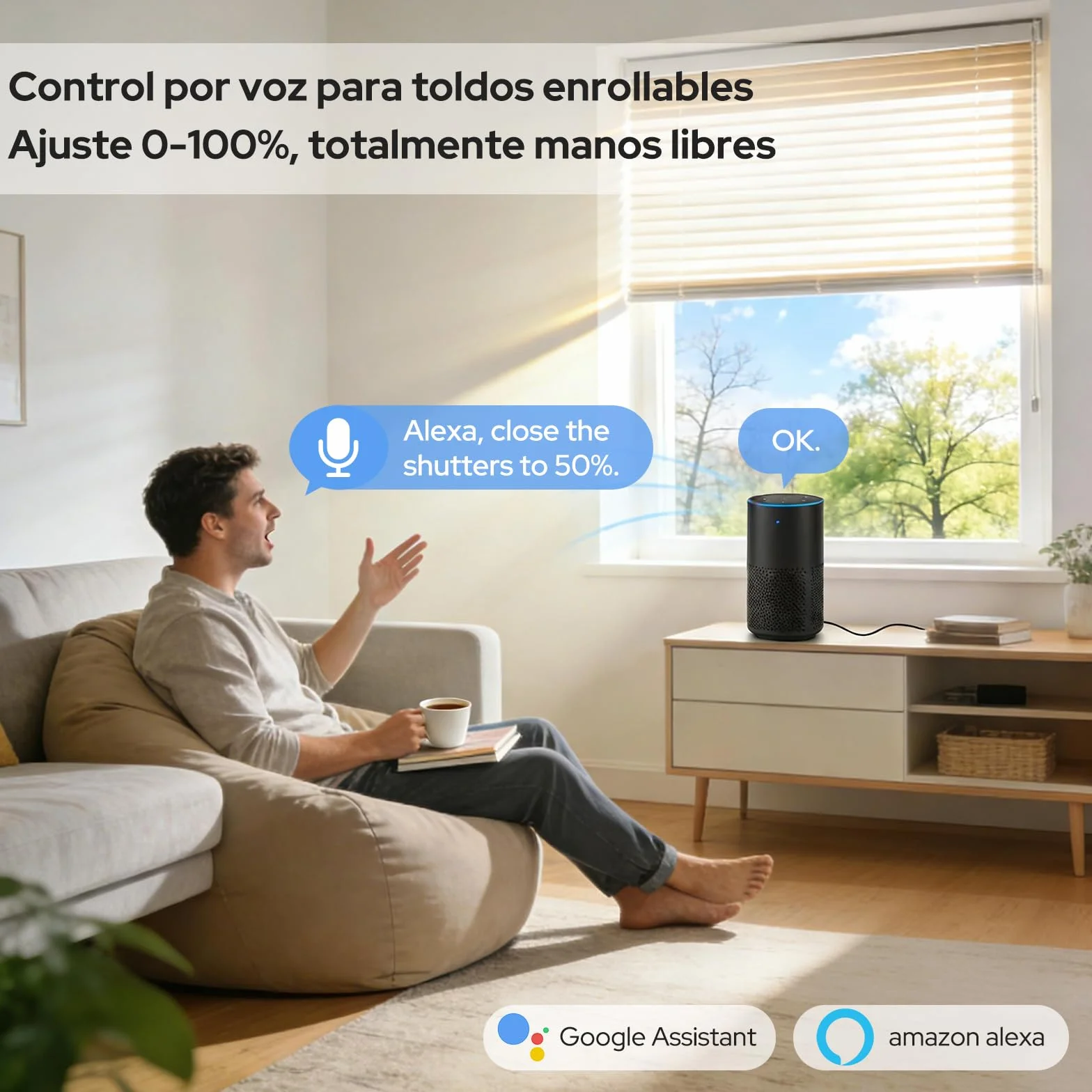 Interruptor Inteligente WiFi para Persianas LoraTap - Control de Porcentaje 0-100%, con Botones Físicos, Compatible con Alexa/Google Assistant, Compatible con Temporizador y Programación