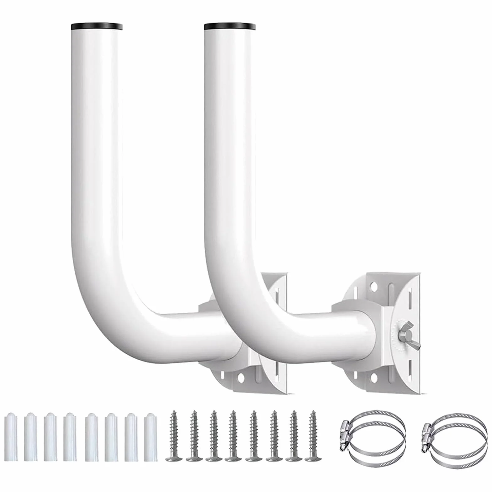 2 Soportes de Puente Inalámbrico Ajustables de 150°, Accesorio de Montaje en Poste J de Acero Inoxidable para Antena Exterior, Punto de Acceso Ap y CPE